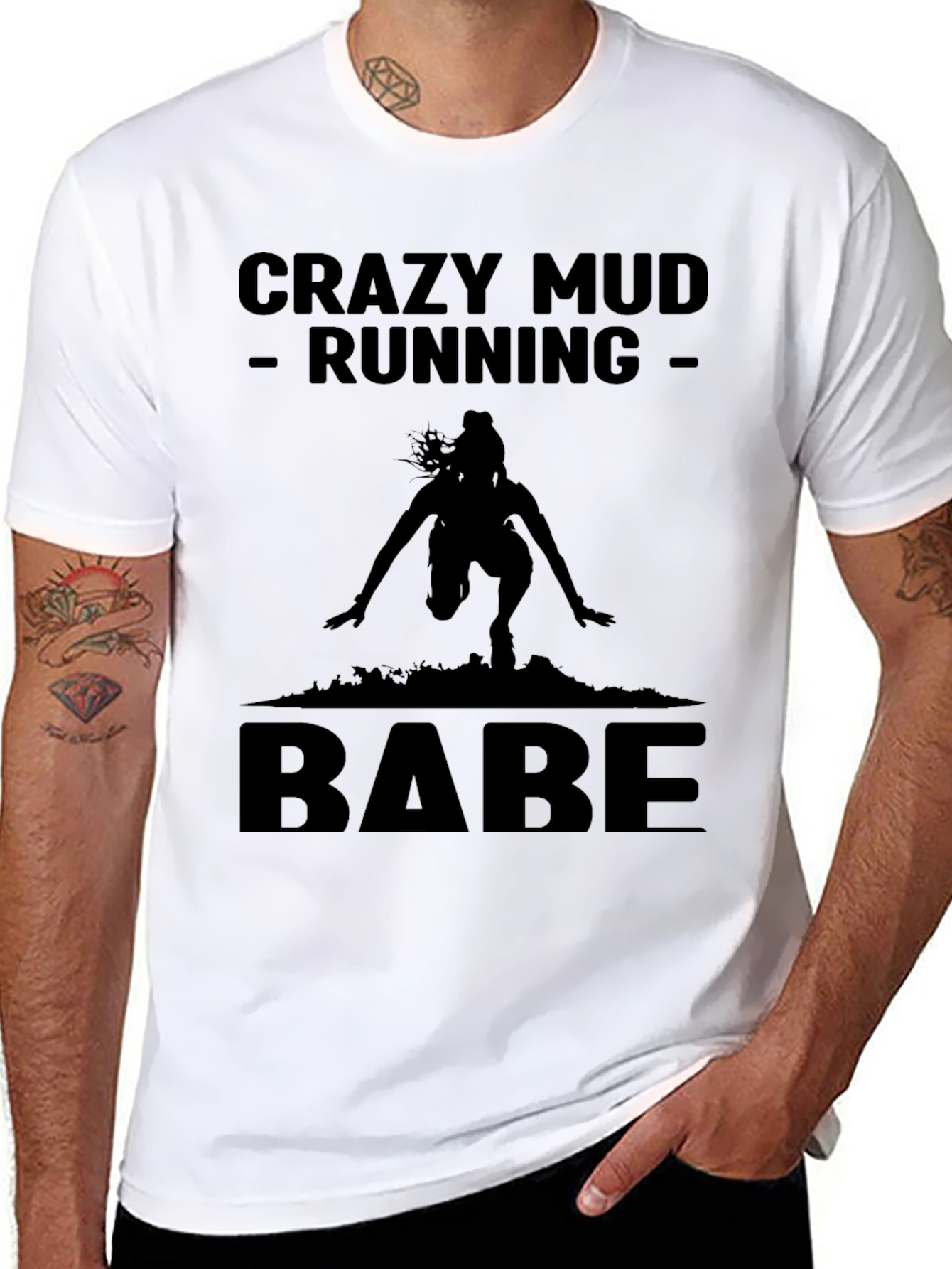 Crazy Mud Running Babe Black T-Shirt