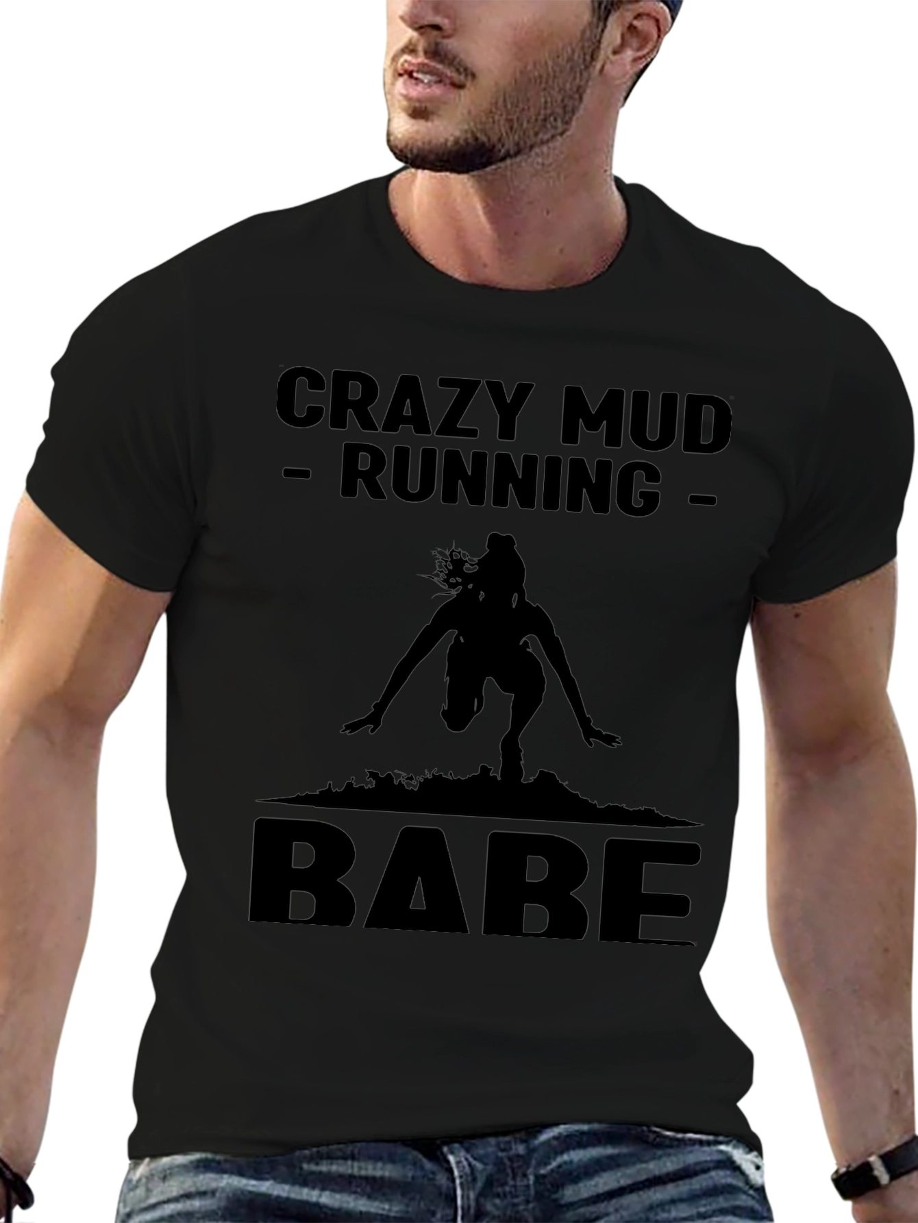 Crazy Mud Running Babe Black T-Shirt