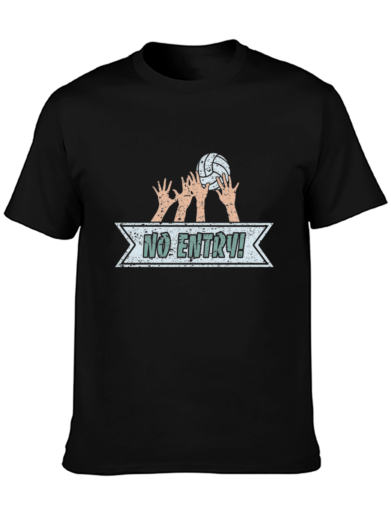 Volleyball No Entry Graphic Black T-Shirt
