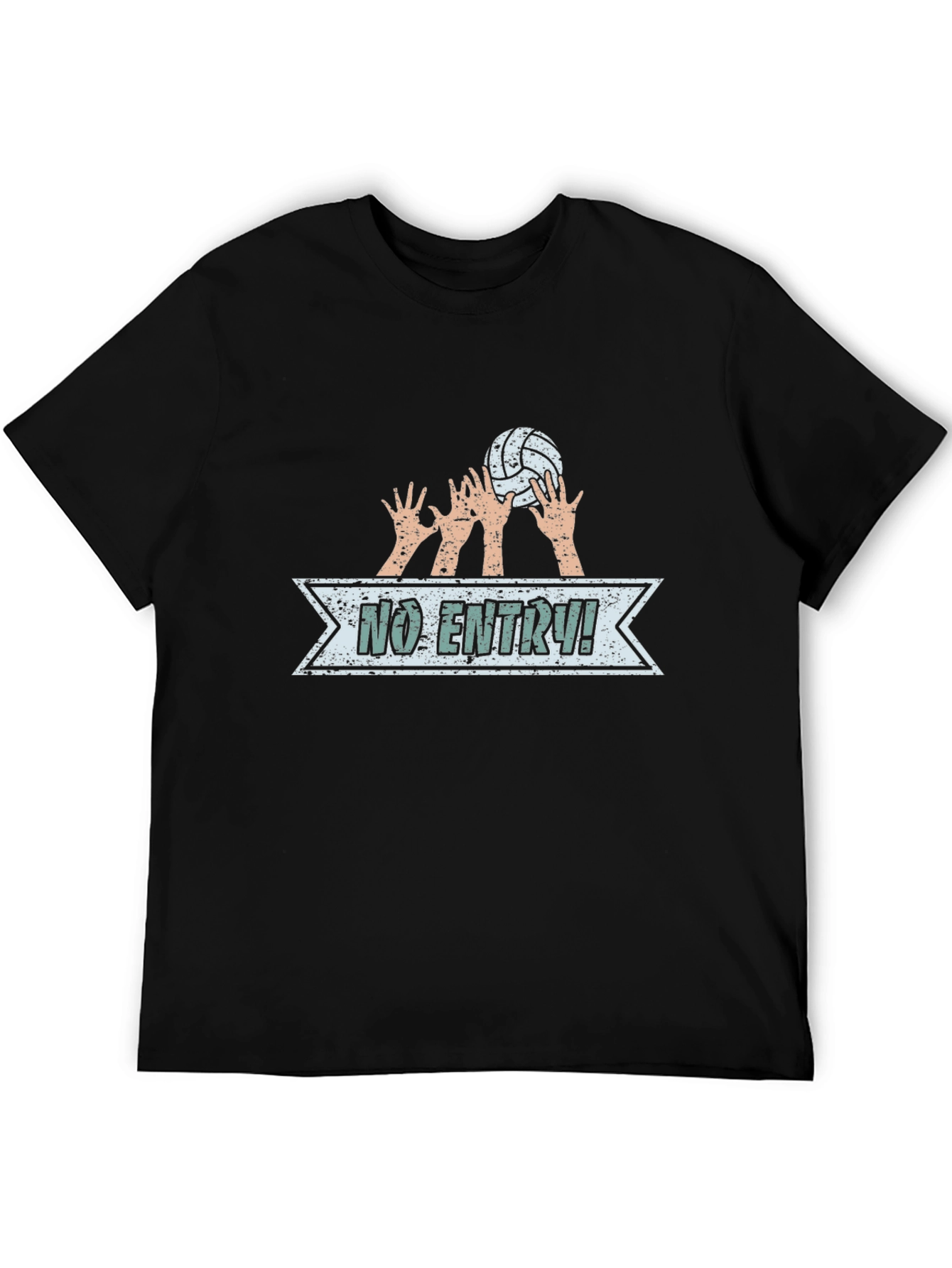 Volleyball No Entry Graphic Black T-Shirt