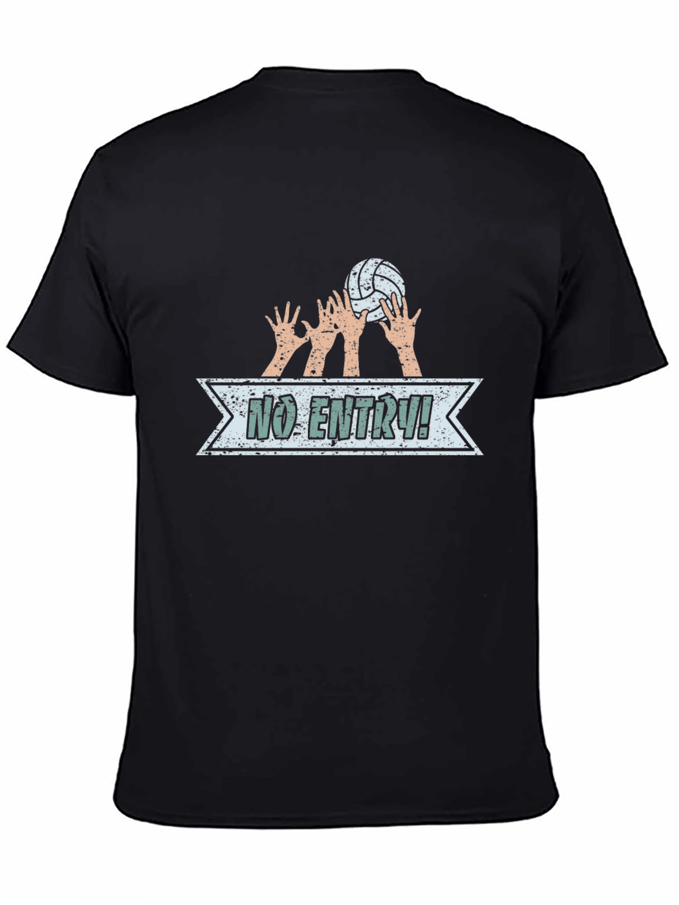 Volleyball No Entry Graphic Black T-Shirt
