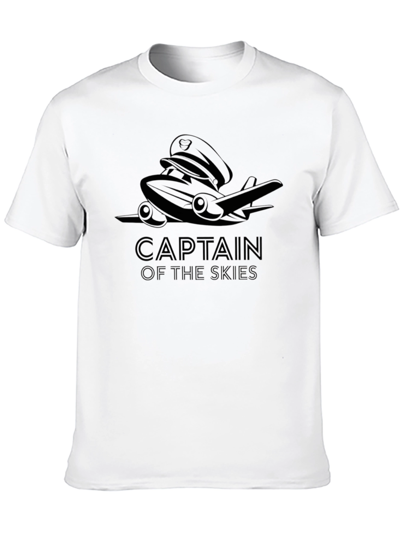 Captain of the Skies T-Shirt - Black Airplane Design