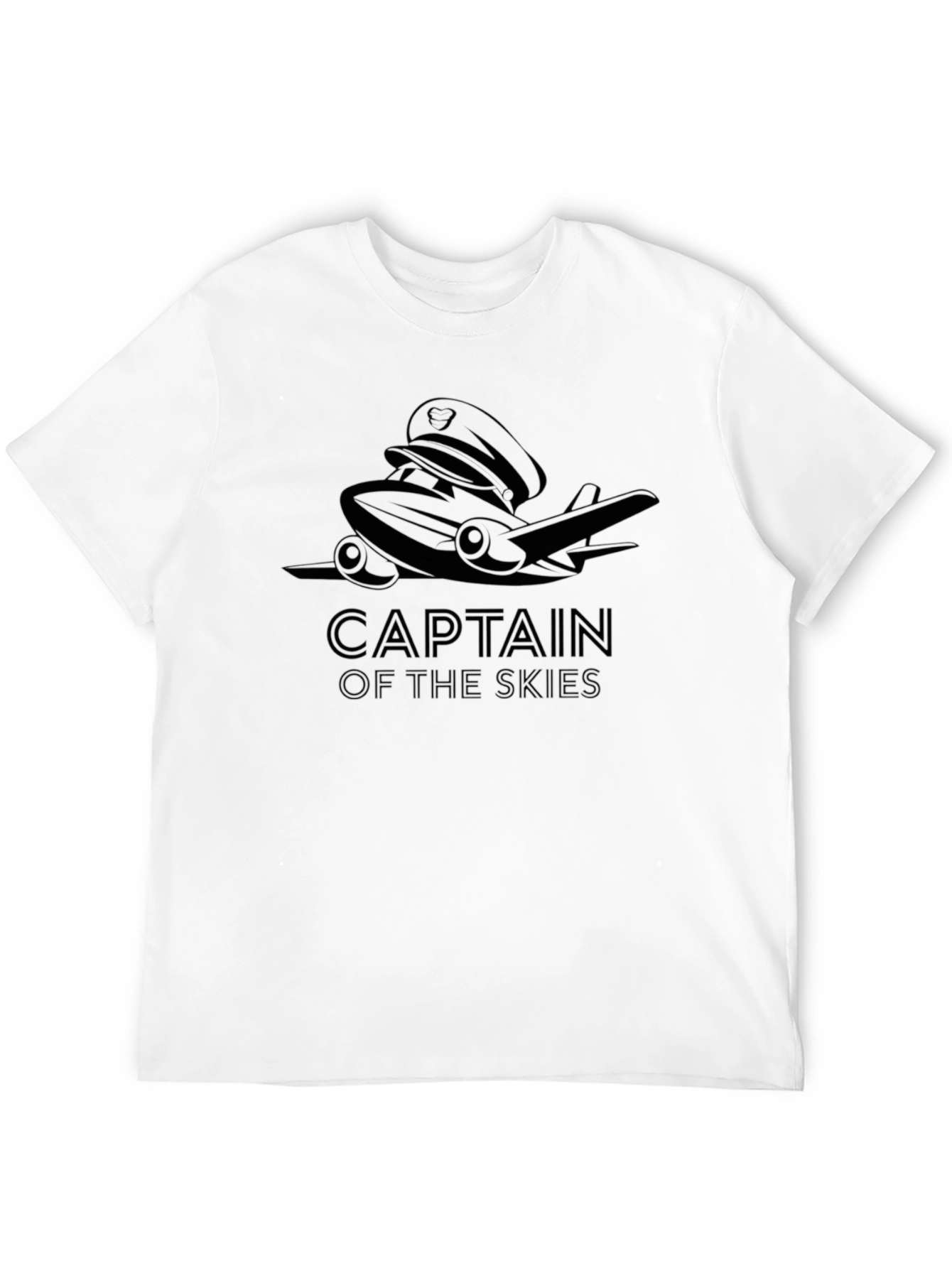 Captain of the Skies T-Shirt - Black Airplane Design