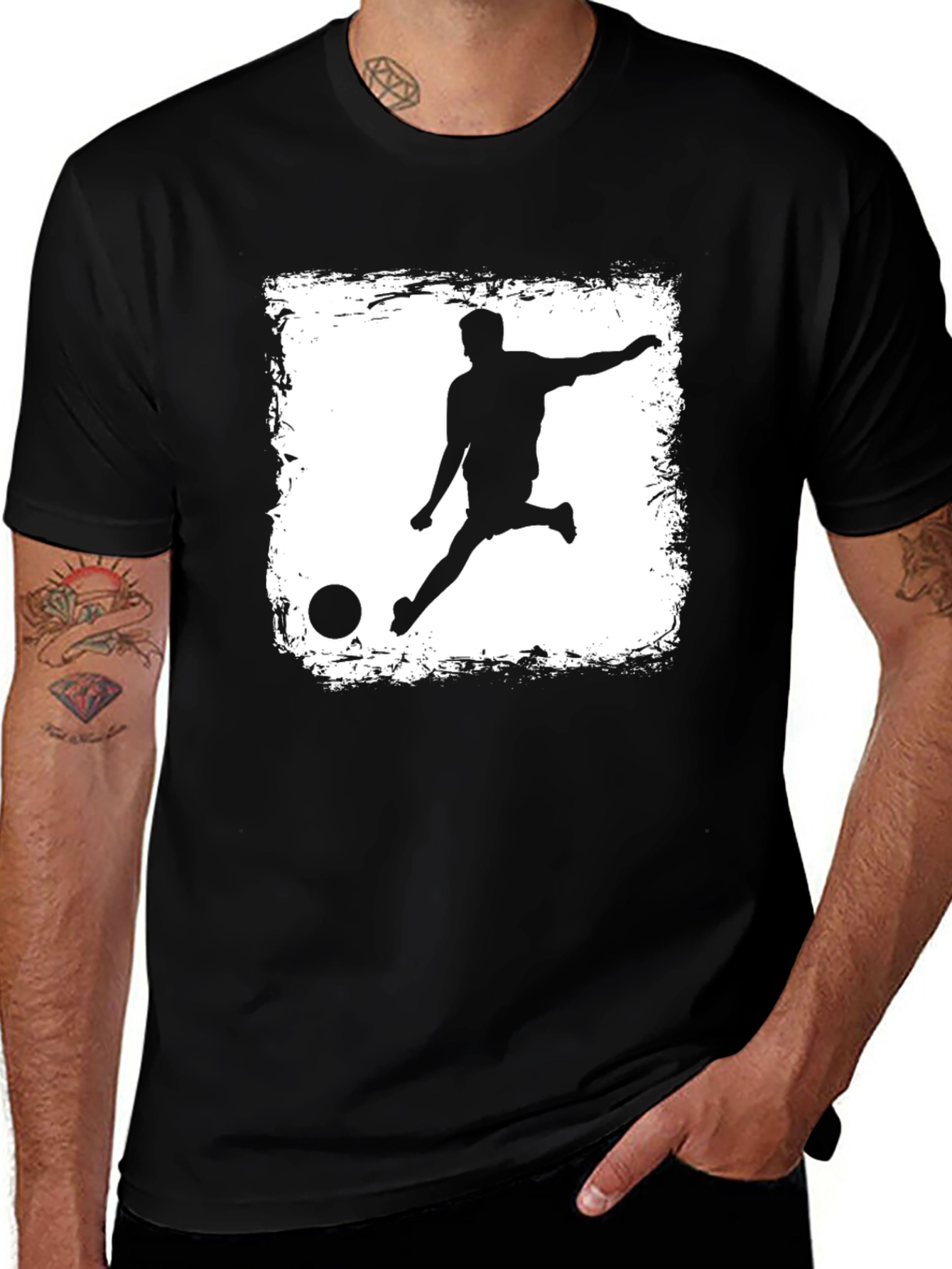 Soccer Kick Graphic Tee - Black Cotton T-Shirt