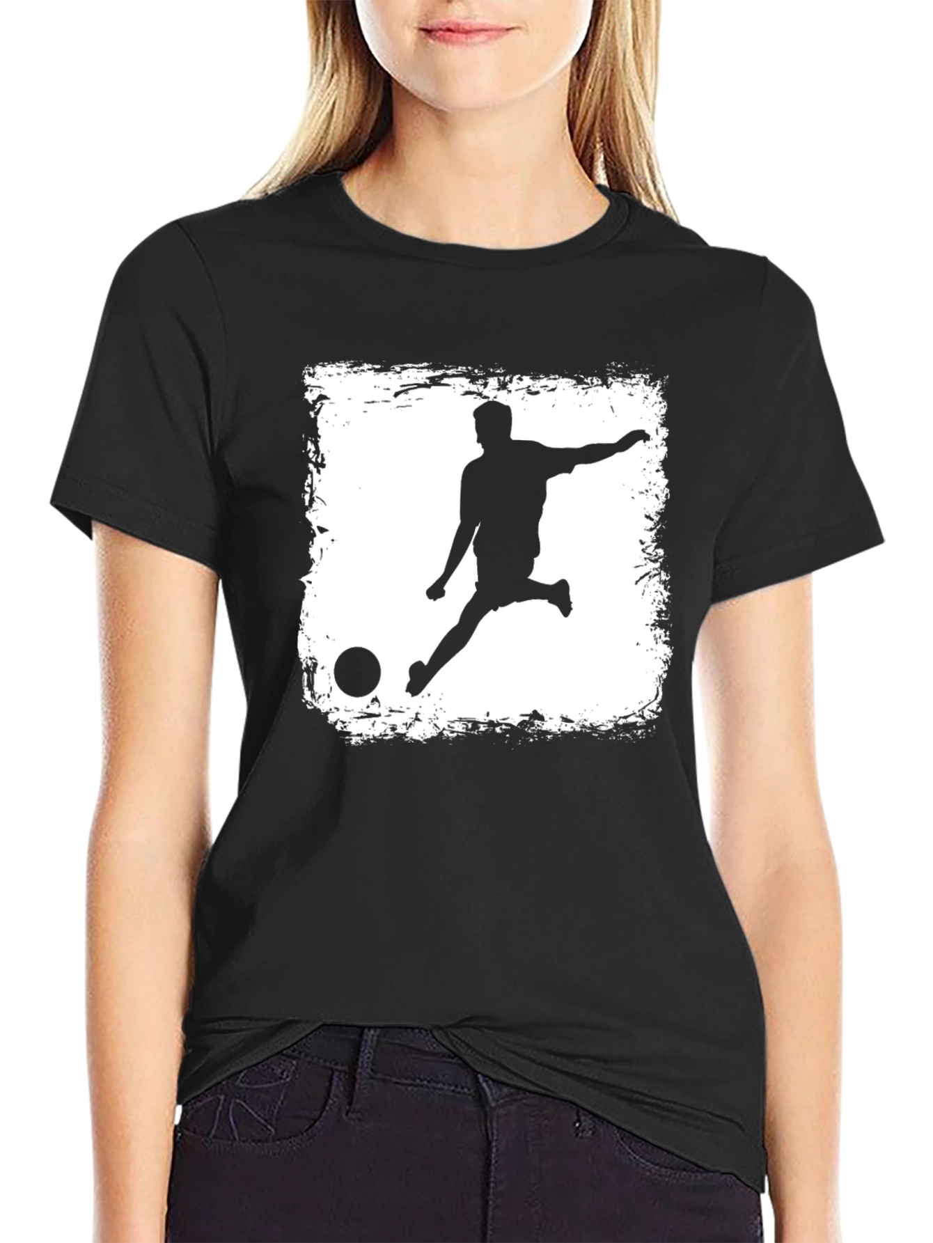 Soccer Kick Graphic Tee - Black Cotton T-Shirt