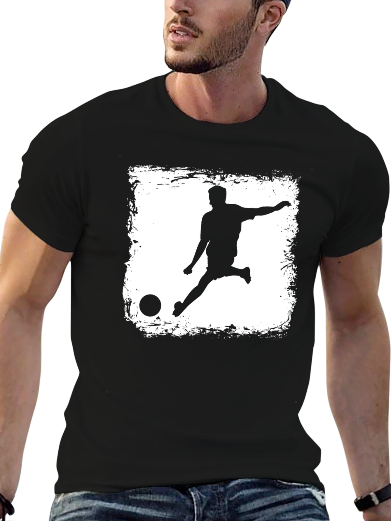 Soccer Kick Graphic Tee - Black Cotton T-Shirt