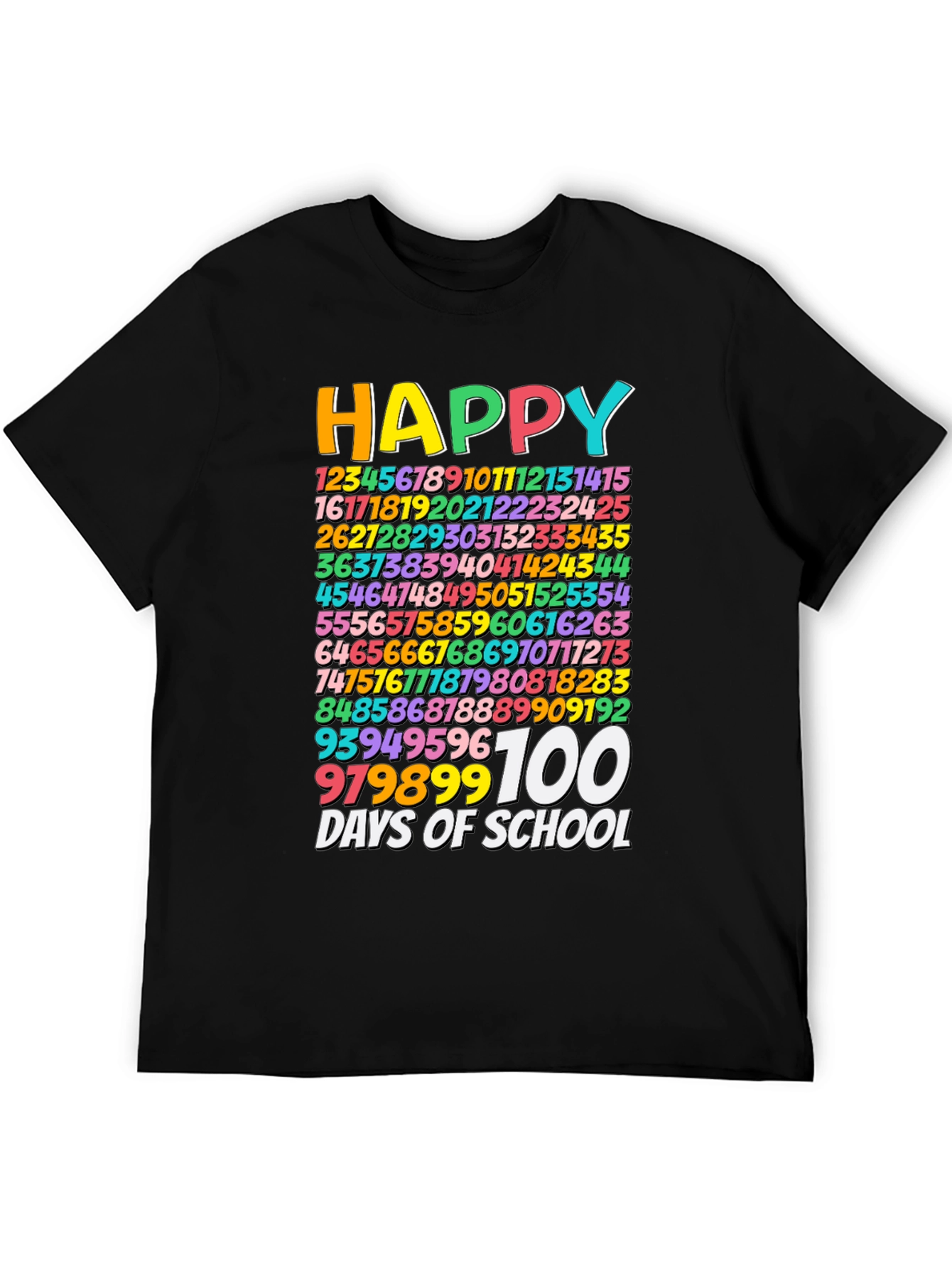 Happy 100 Days of School Black T-Shirt