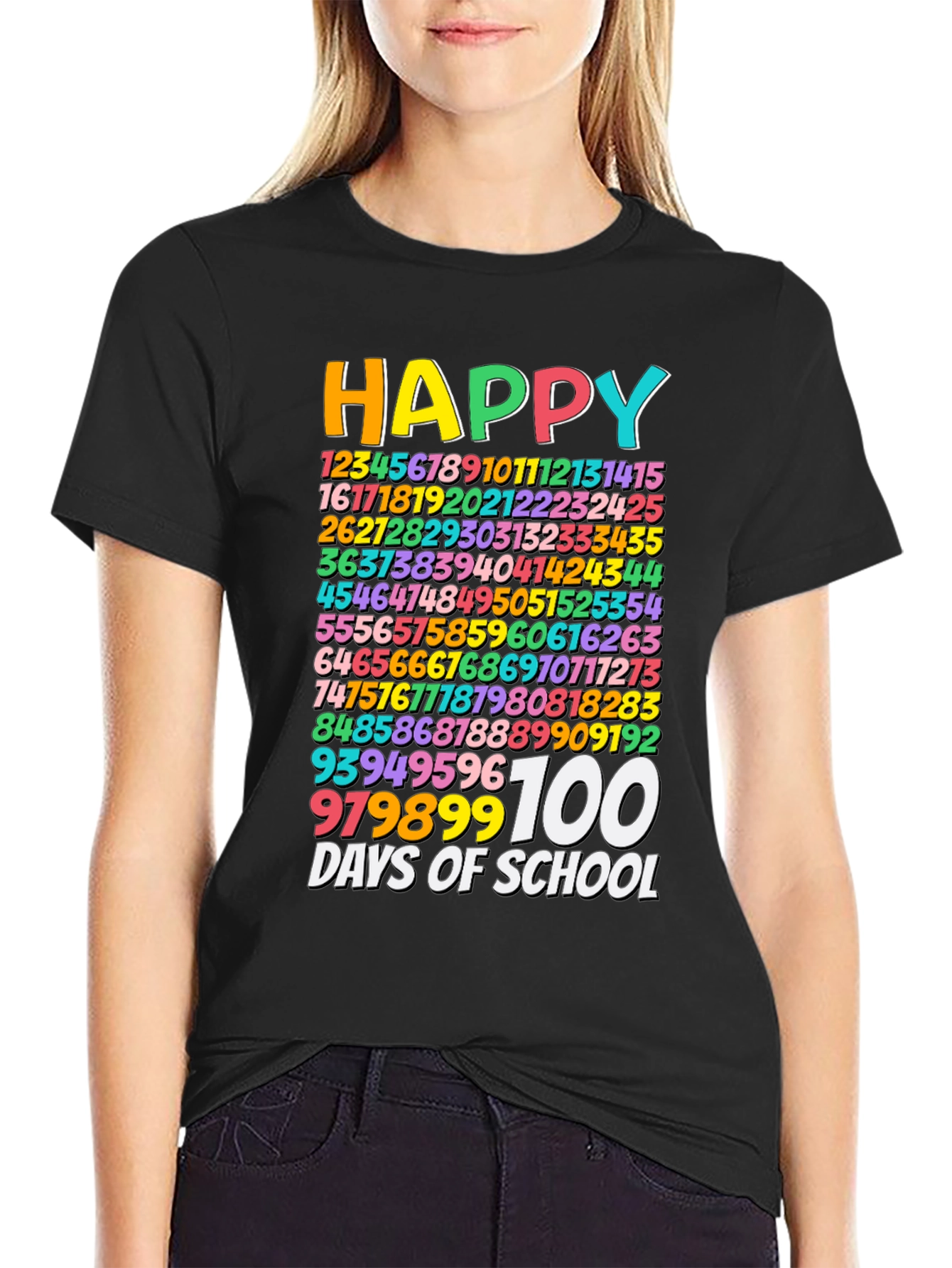 Happy 100 Days of School Black T-Shirt