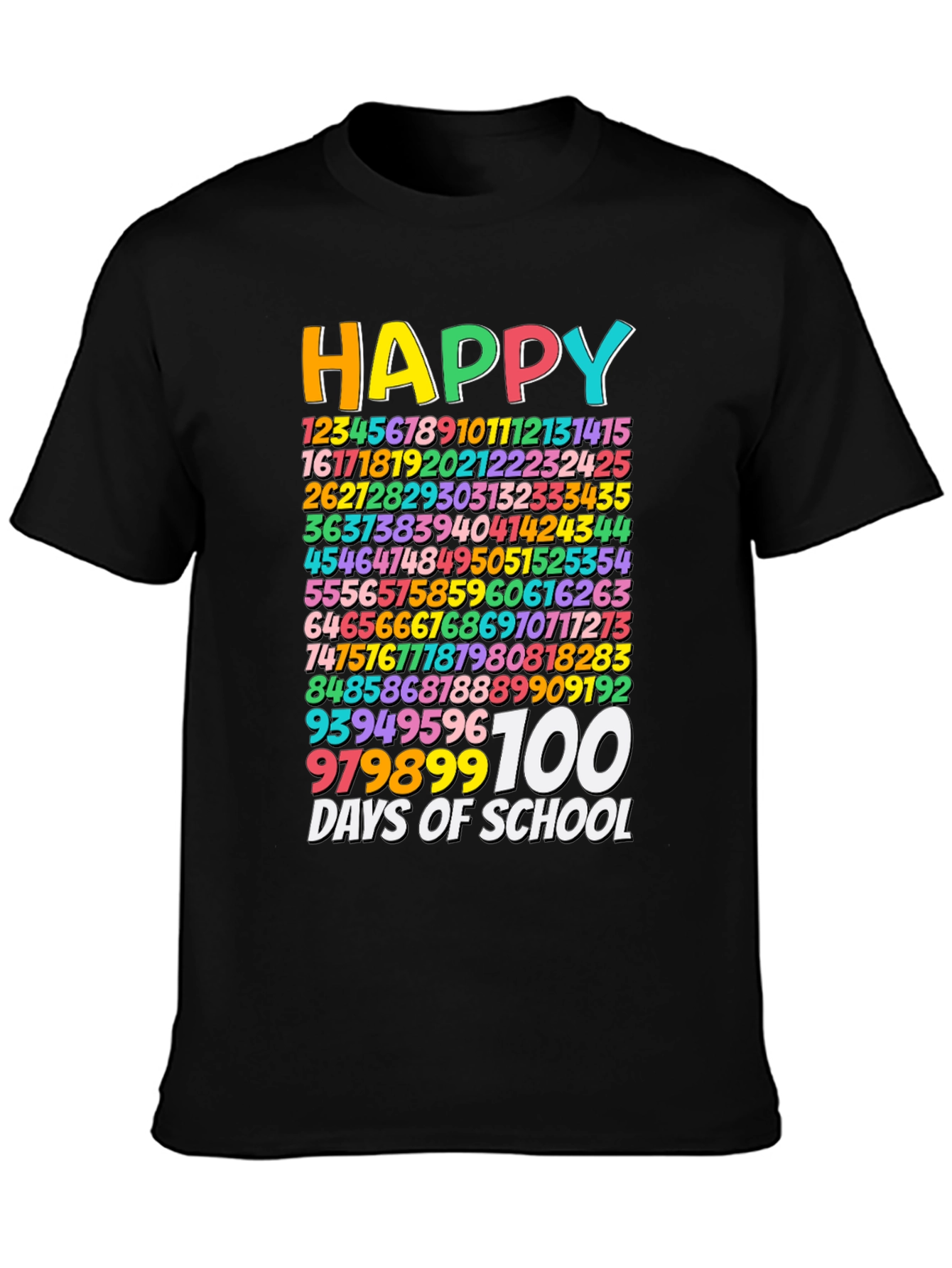 Happy 100 Days of School Black T-Shirt