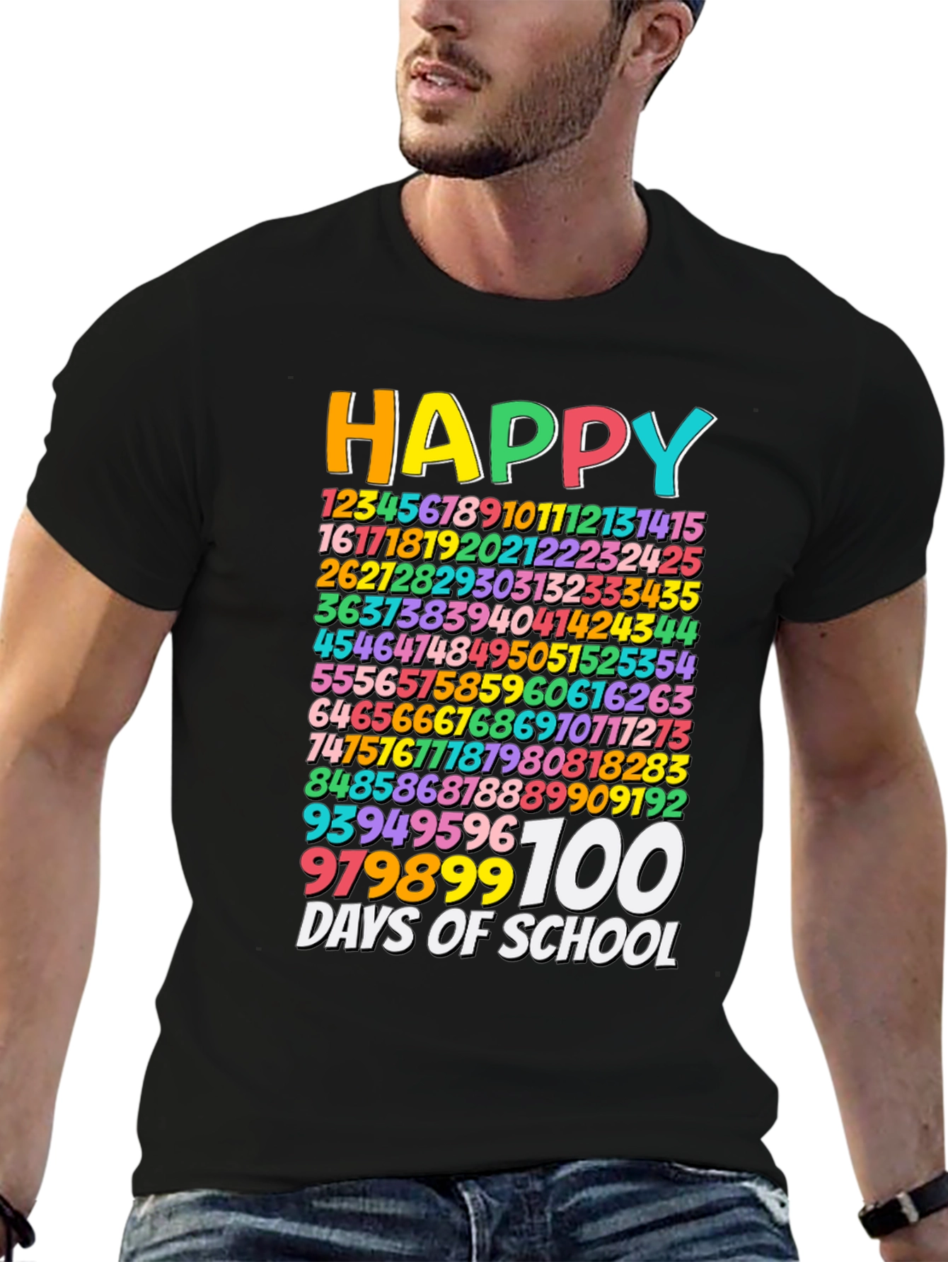 Happy 100 Days of School Black T-Shirt