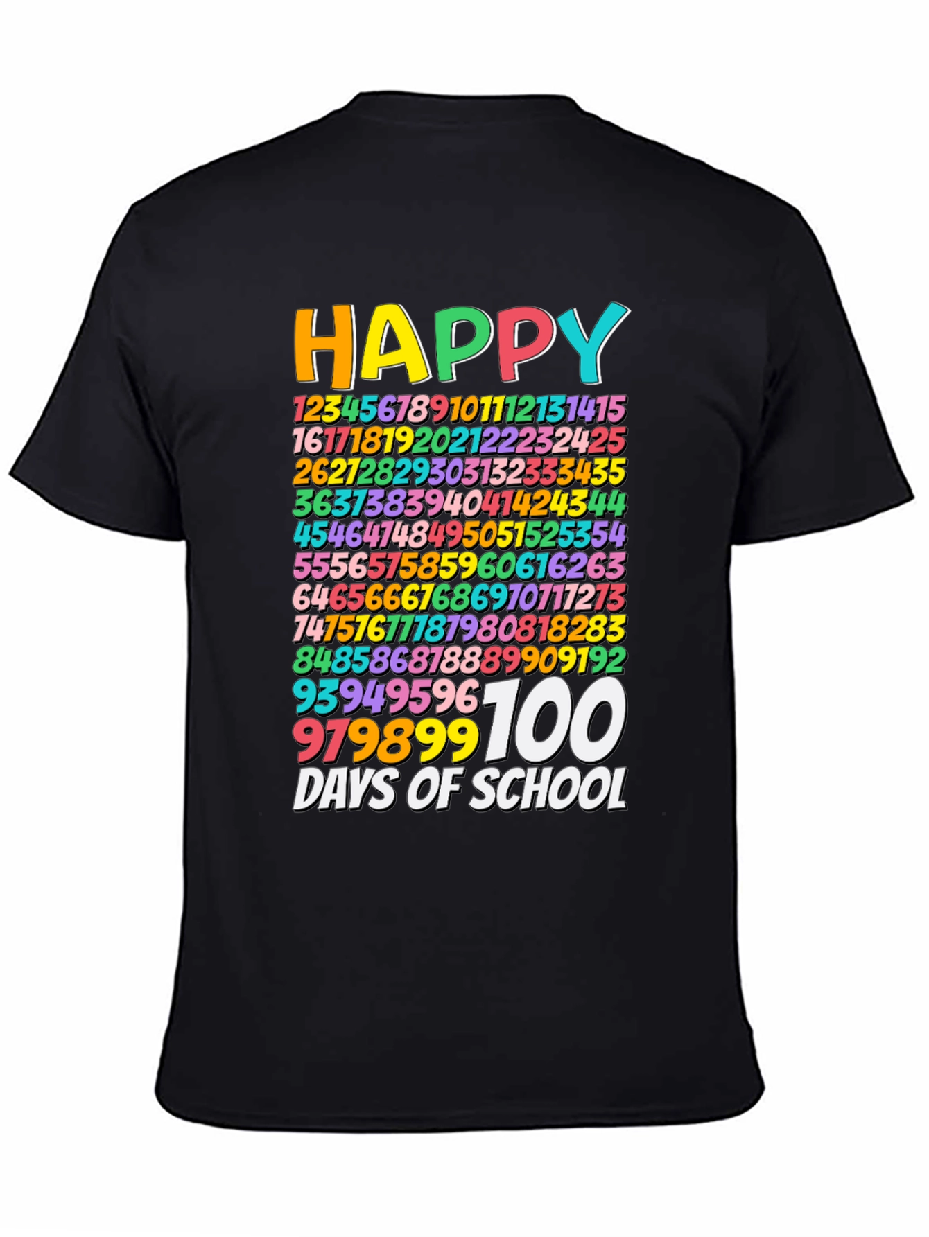 Happy 100 Days of School Black T-Shirt