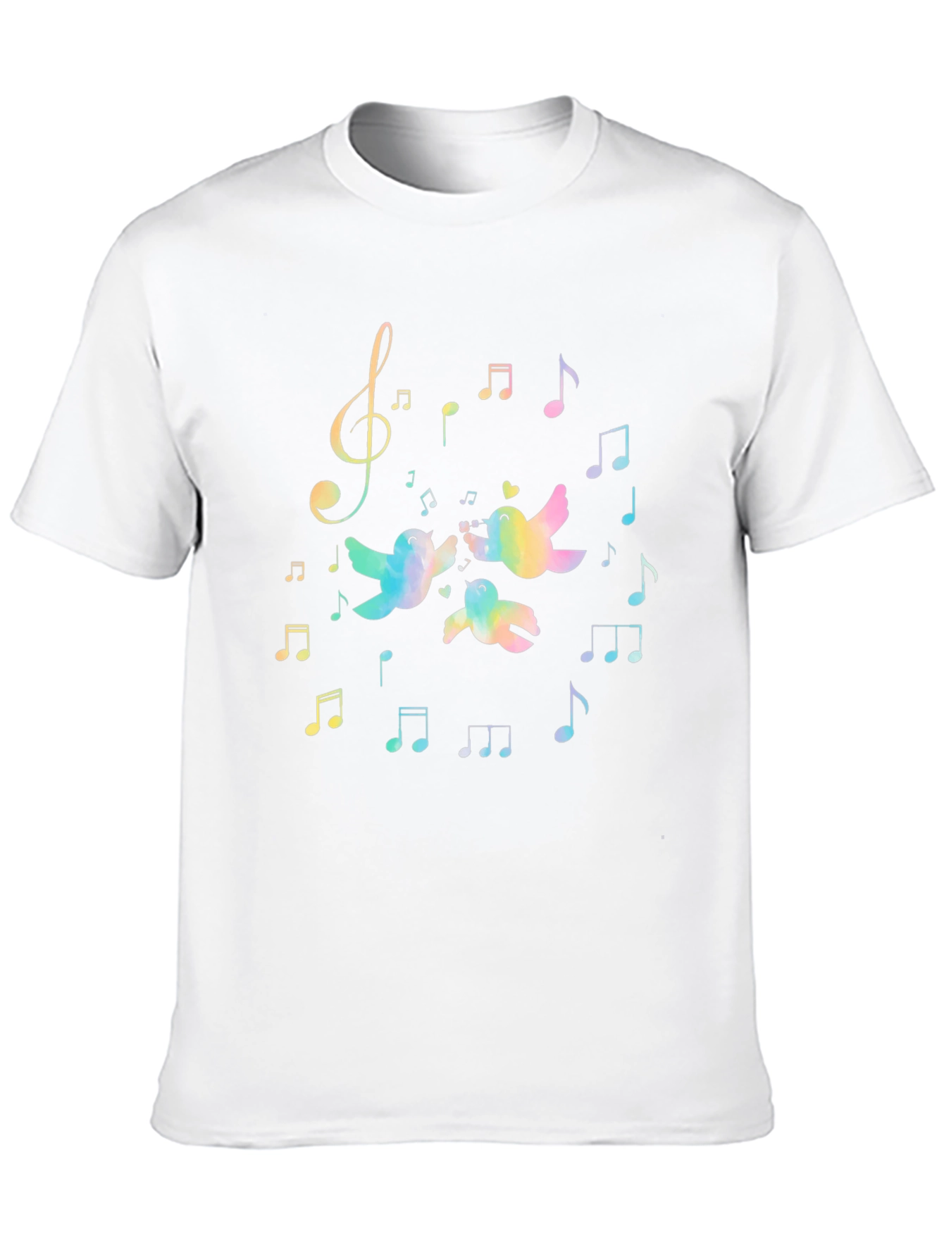 Rainbow Bird Music Notes Black T-Shirt