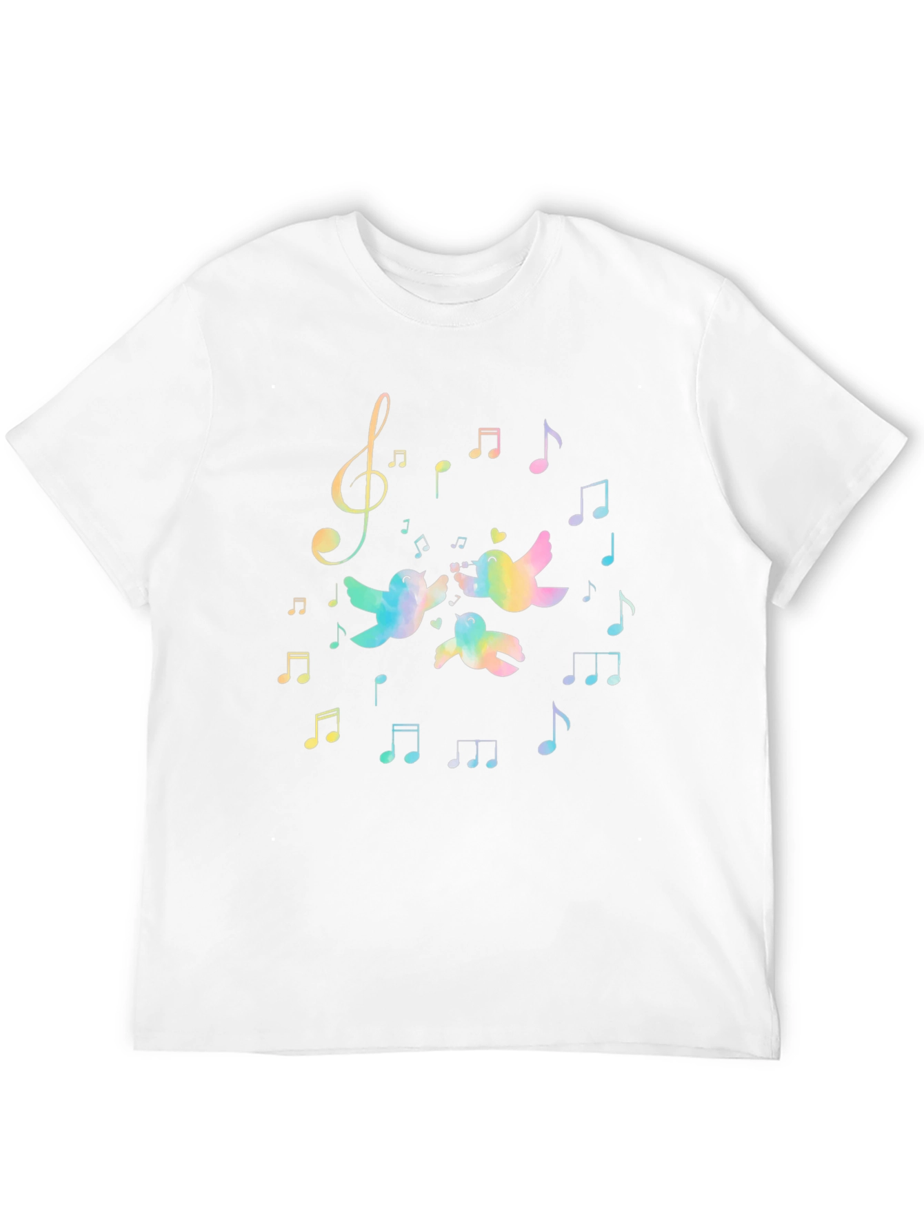 Rainbow Bird Music Notes Black T-Shirt