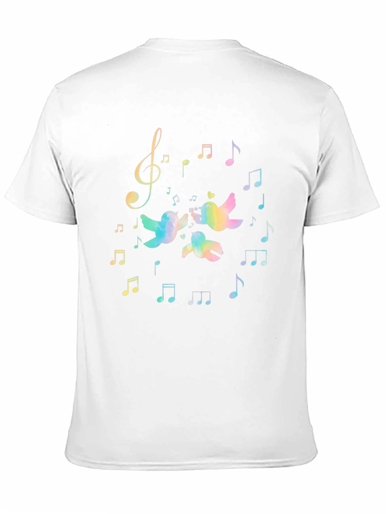 Rainbow Bird Music Notes Black T-Shirt