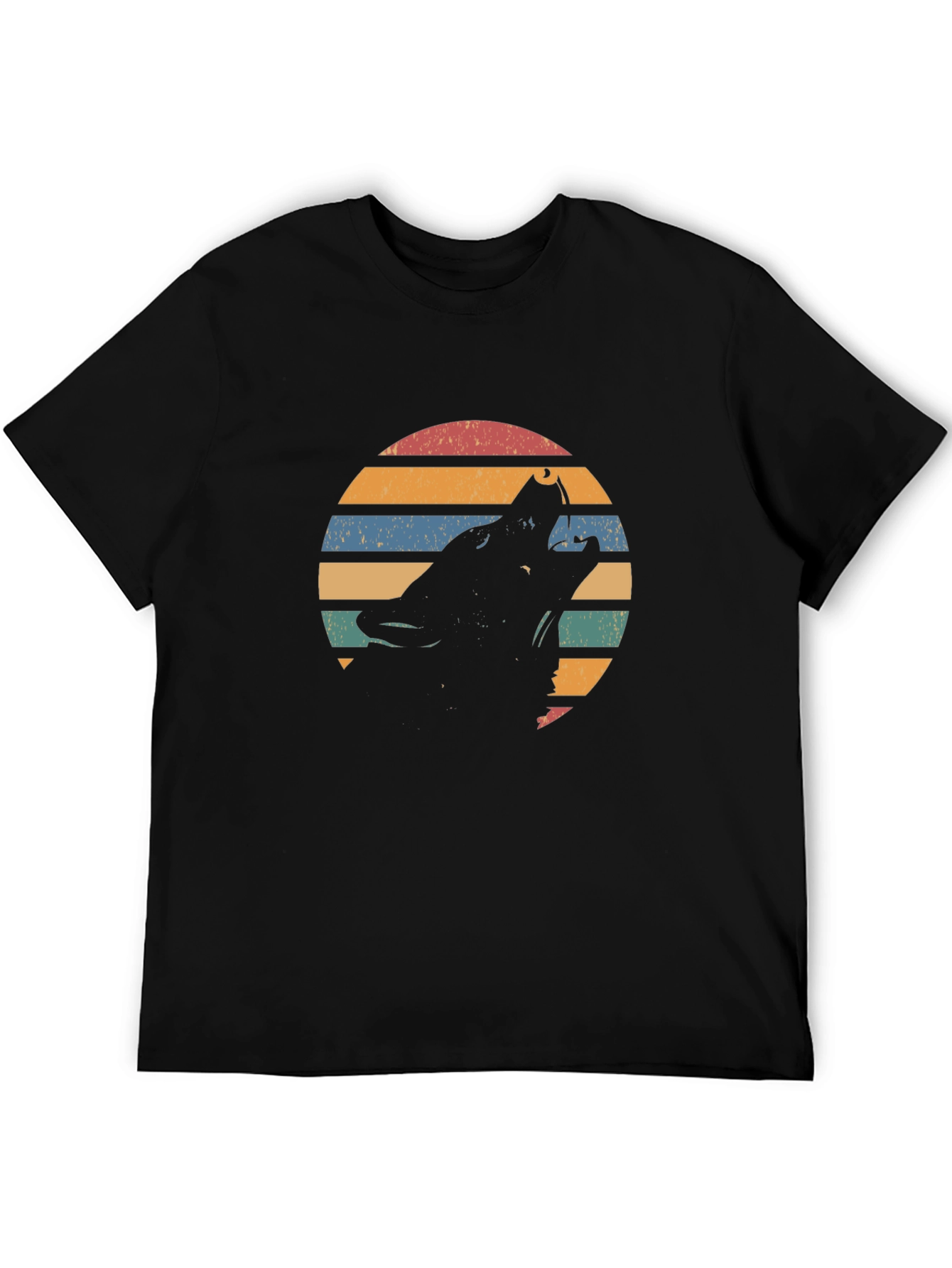 Retro Wolf Silhouette Graphic T-Shirt