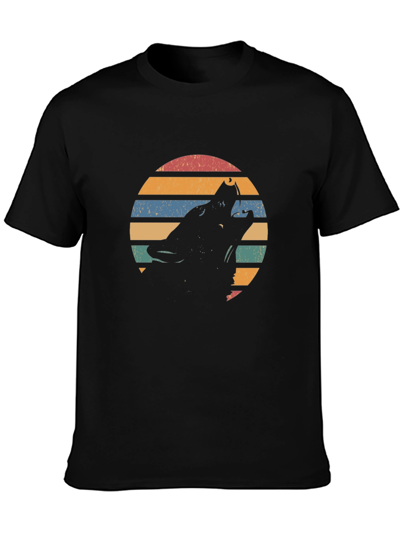 Retro Wolf Silhouette Graphic T-Shirt