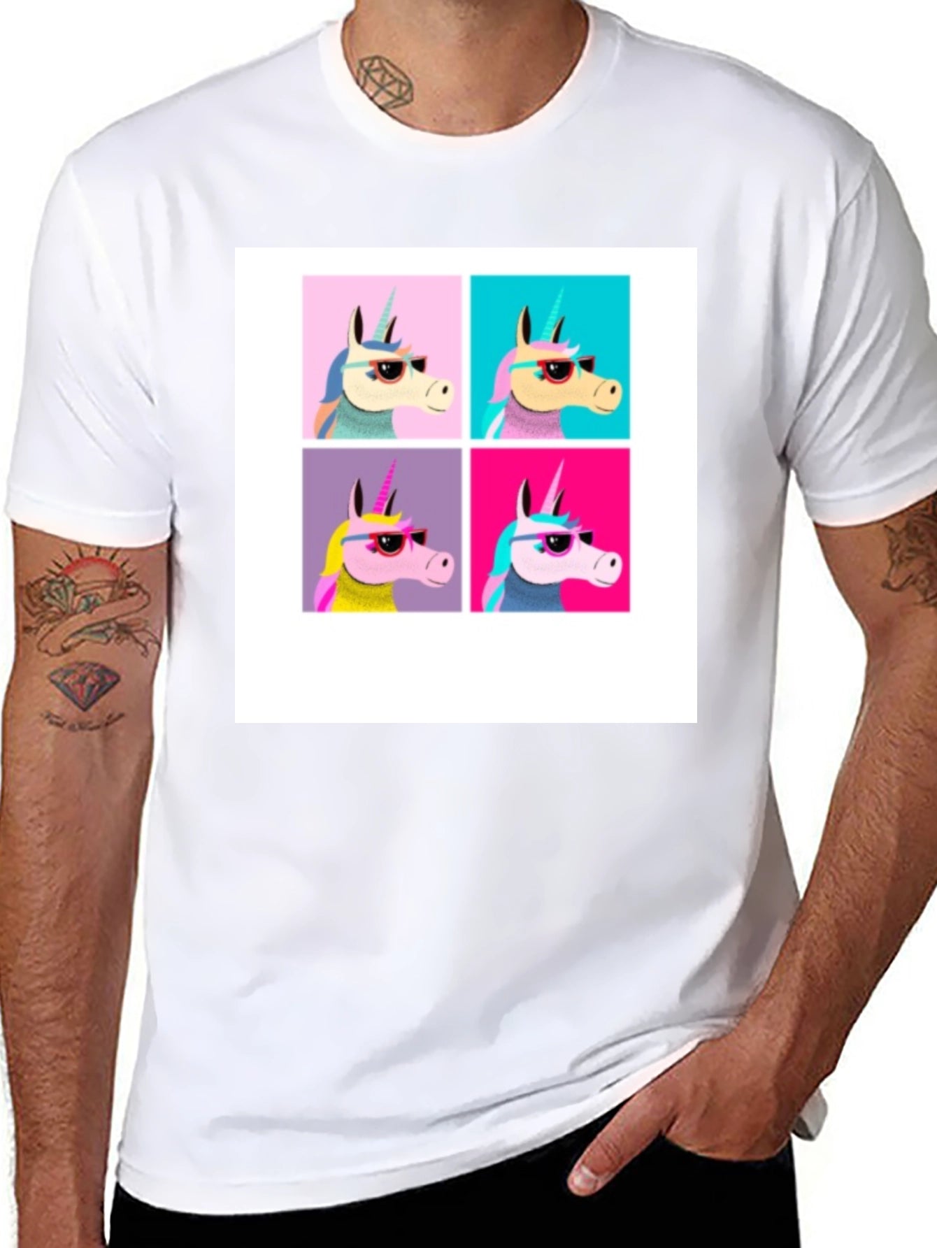 Unicorn Pop Art Black T-Shirt