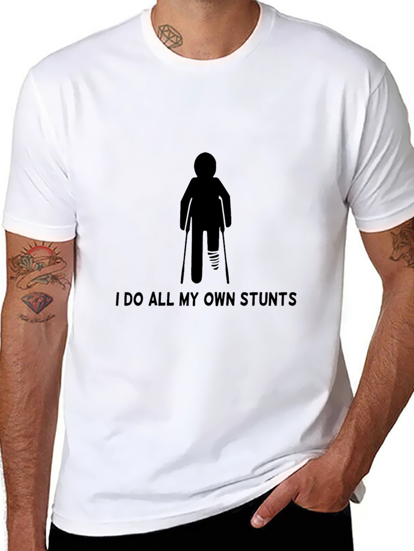 Stuntman Amputee Humor Graphic T-Shirt