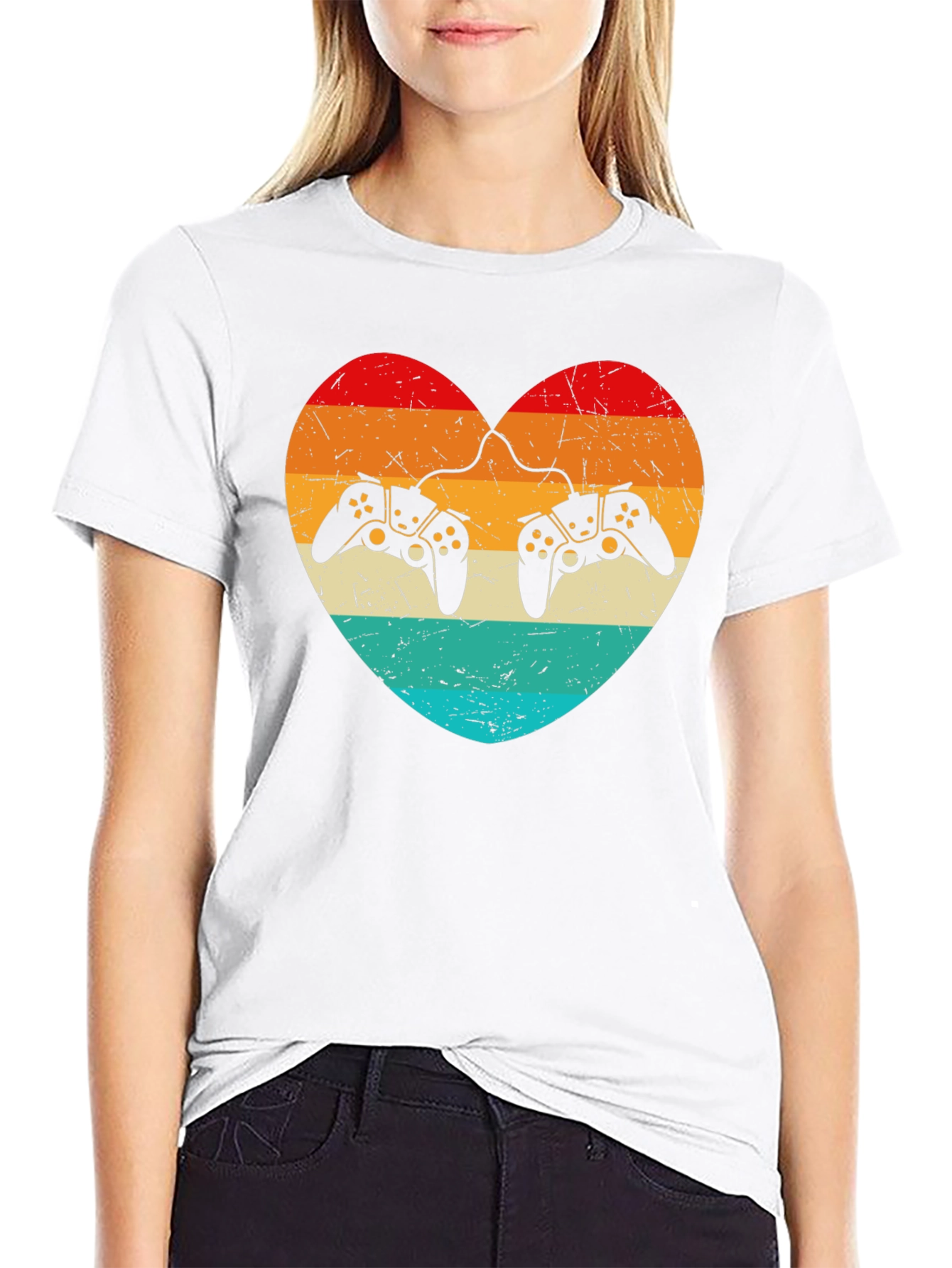 Retro Gaming Heart T-Shirt - Gamer Love Tee
