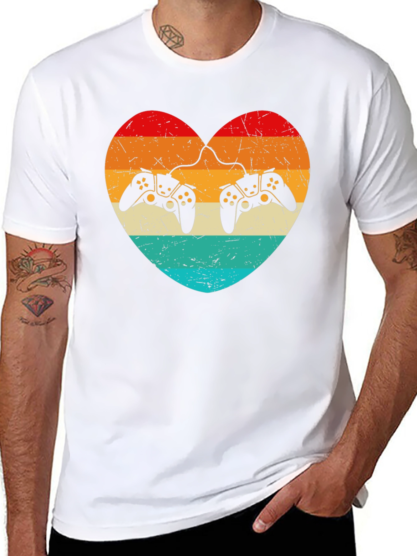 Retro Gaming Heart T-Shirt - Gamer Love Tee