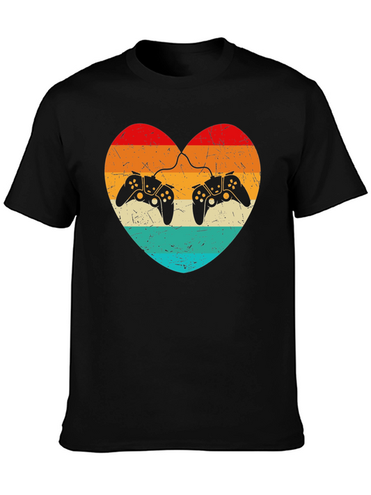 Retro Gaming Heart T-Shirt - Gamer Love Tee