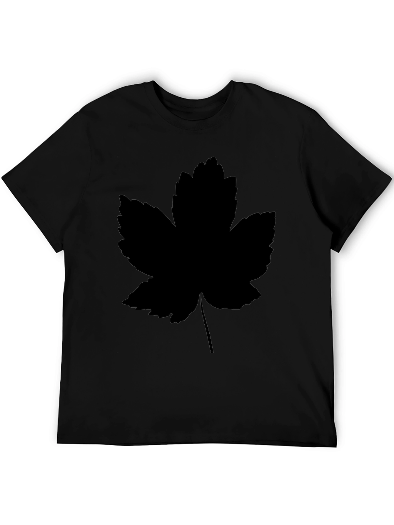 Leaf Print Black T-Shirt - Casual Style