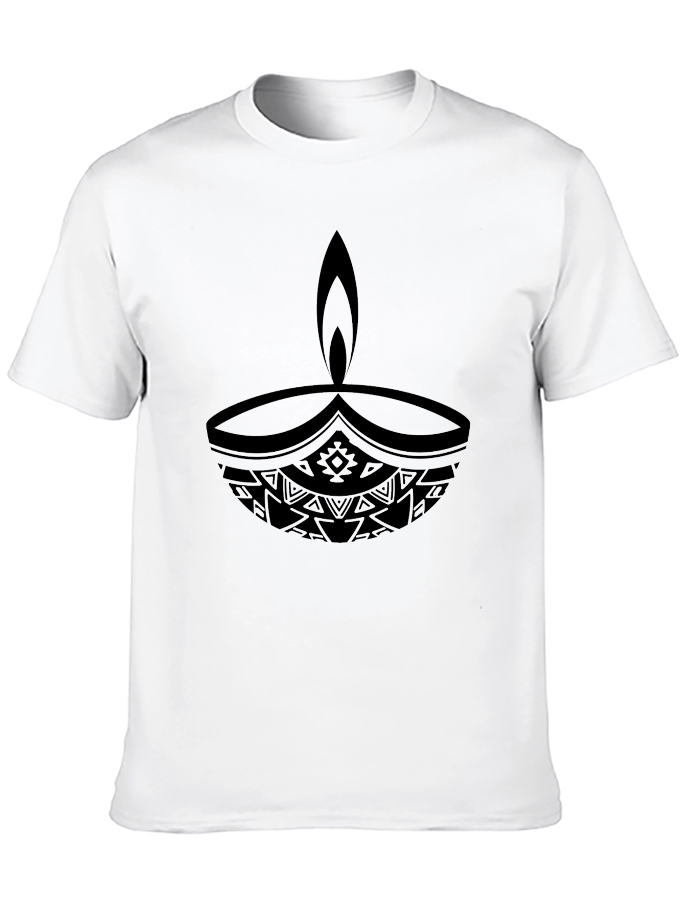Tribal Diwali Lamp Black T-Shirt