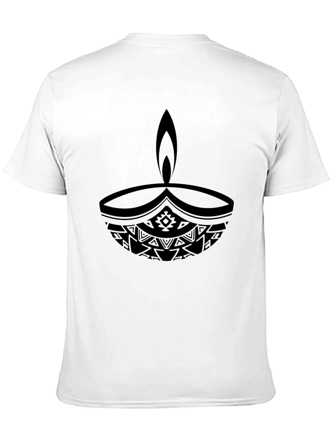 Tribal Diwali Lamp Black T-Shirt