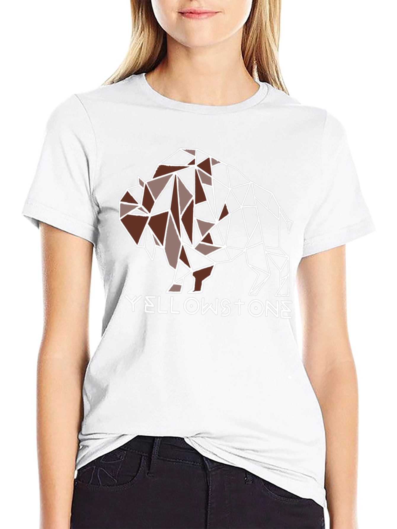 Geometric Buffalo Yellowstone Graphic T-Shirt