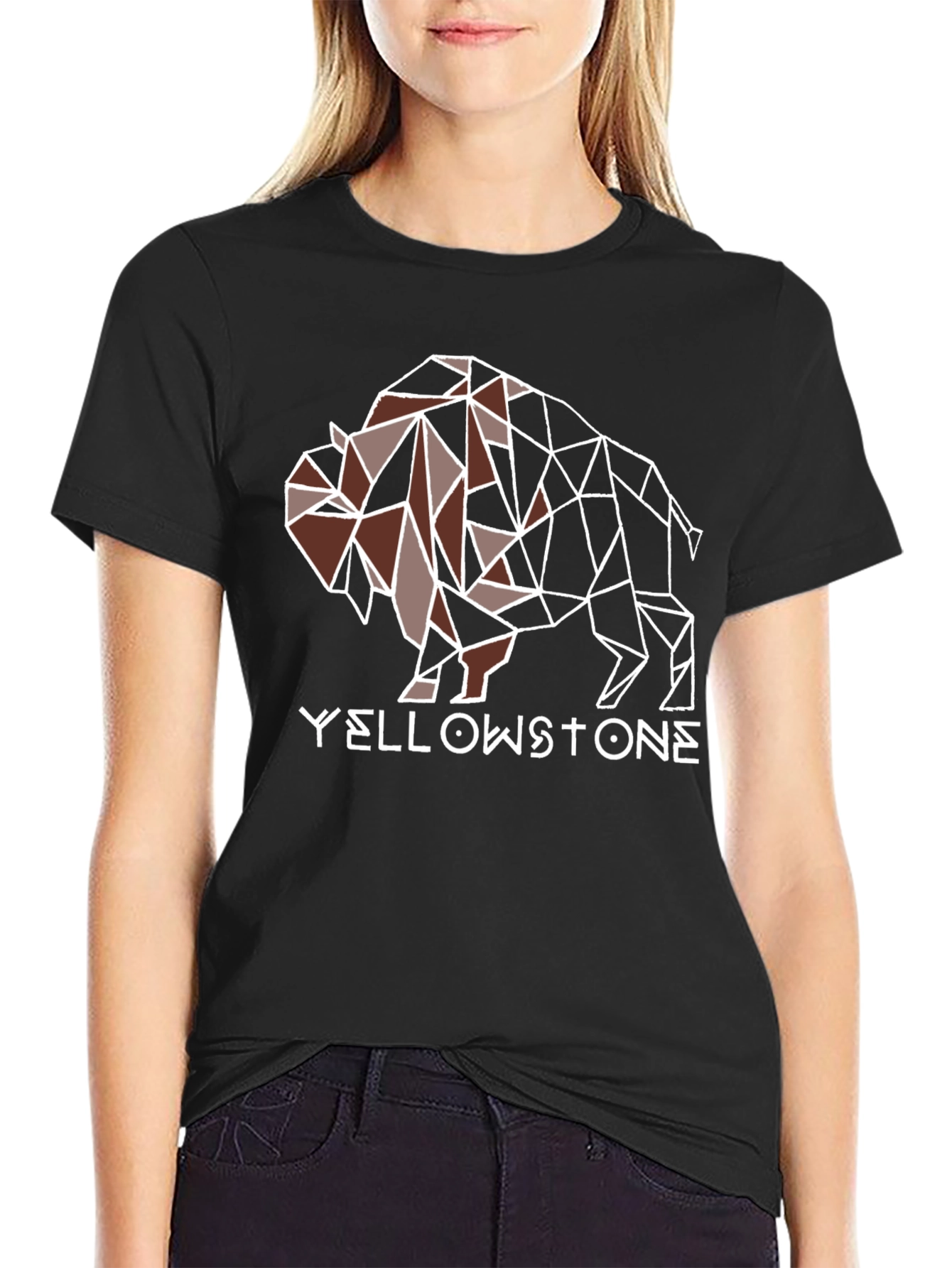 Geometric Buffalo Yellowstone Graphic T-Shirt