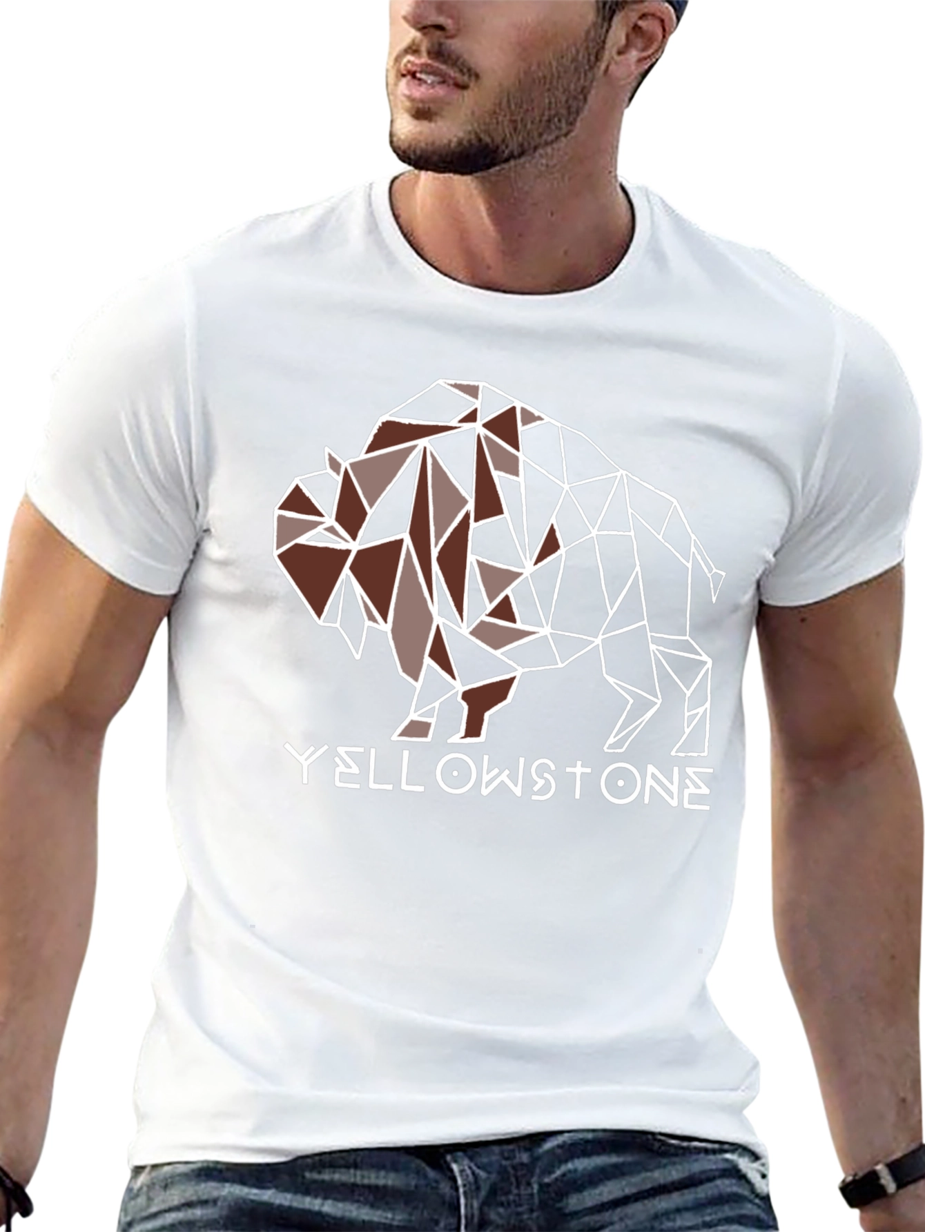 Geometric Buffalo Yellowstone Graphic T-Shirt