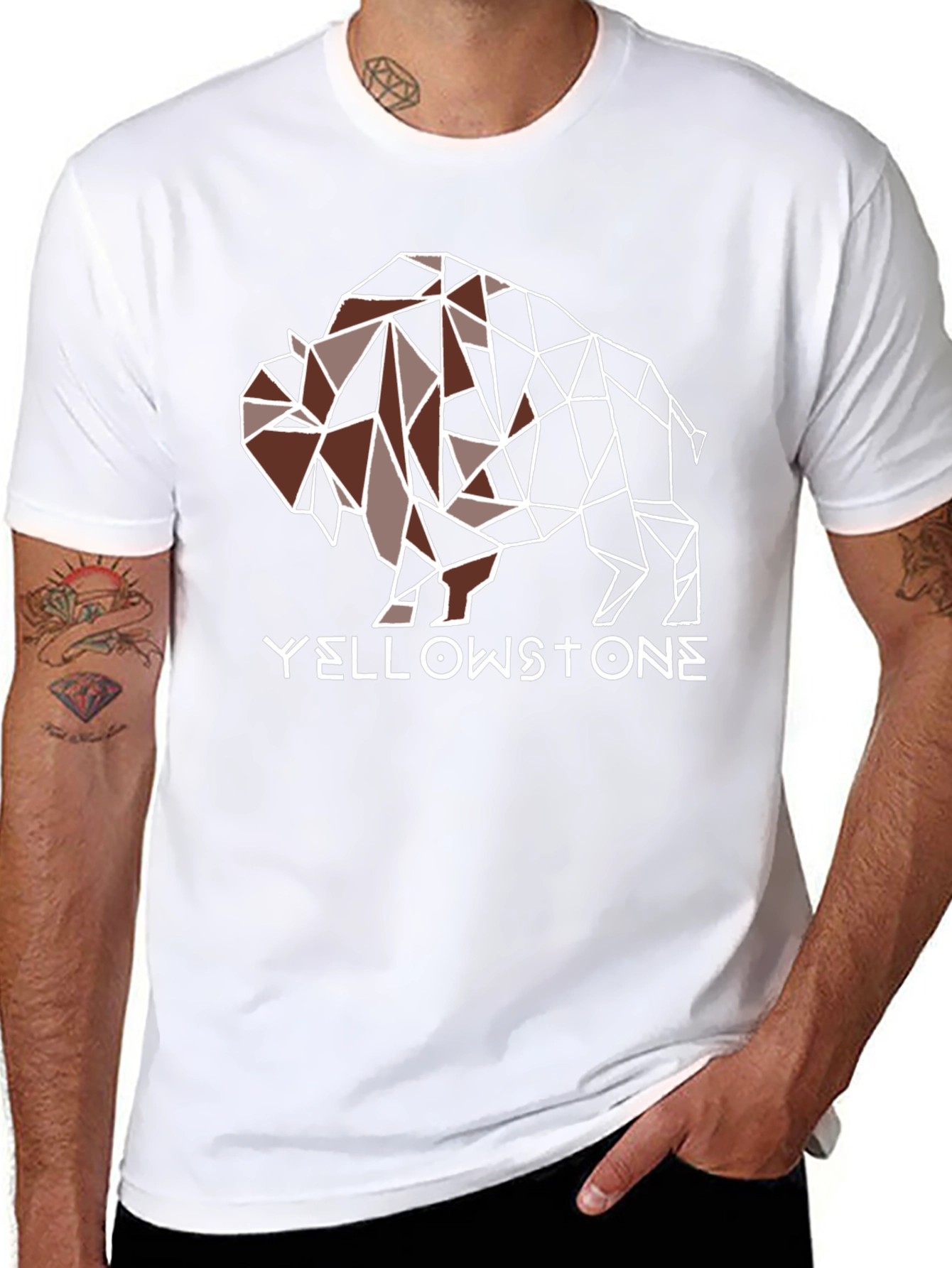 Geometric Buffalo Yellowstone Graphic T-Shirt