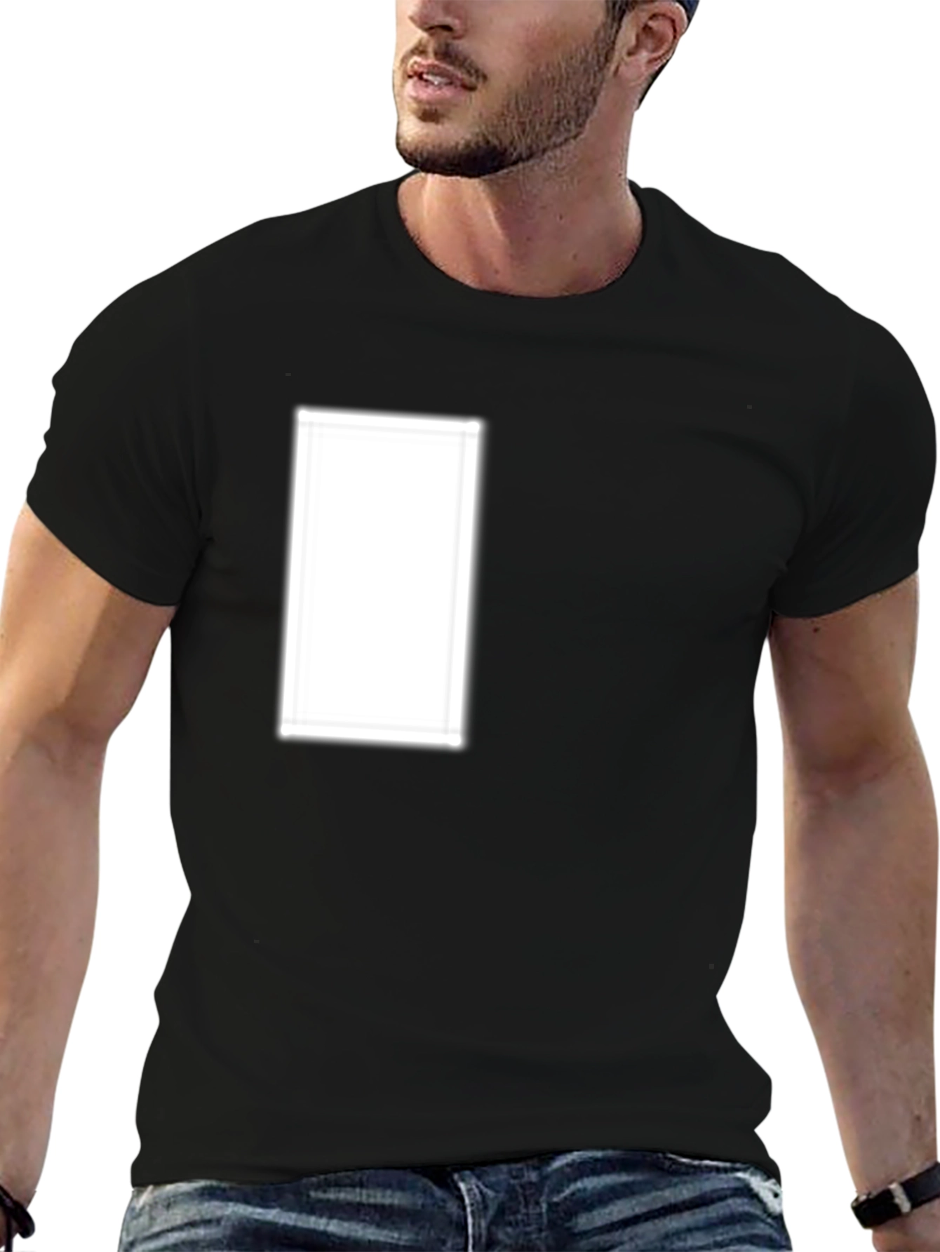 Black Crew Neck Tee with Customizable Chest Design Area