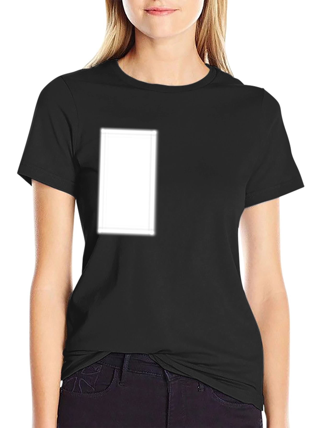 Black Crew Neck Tee with Customizable Chest Design Area