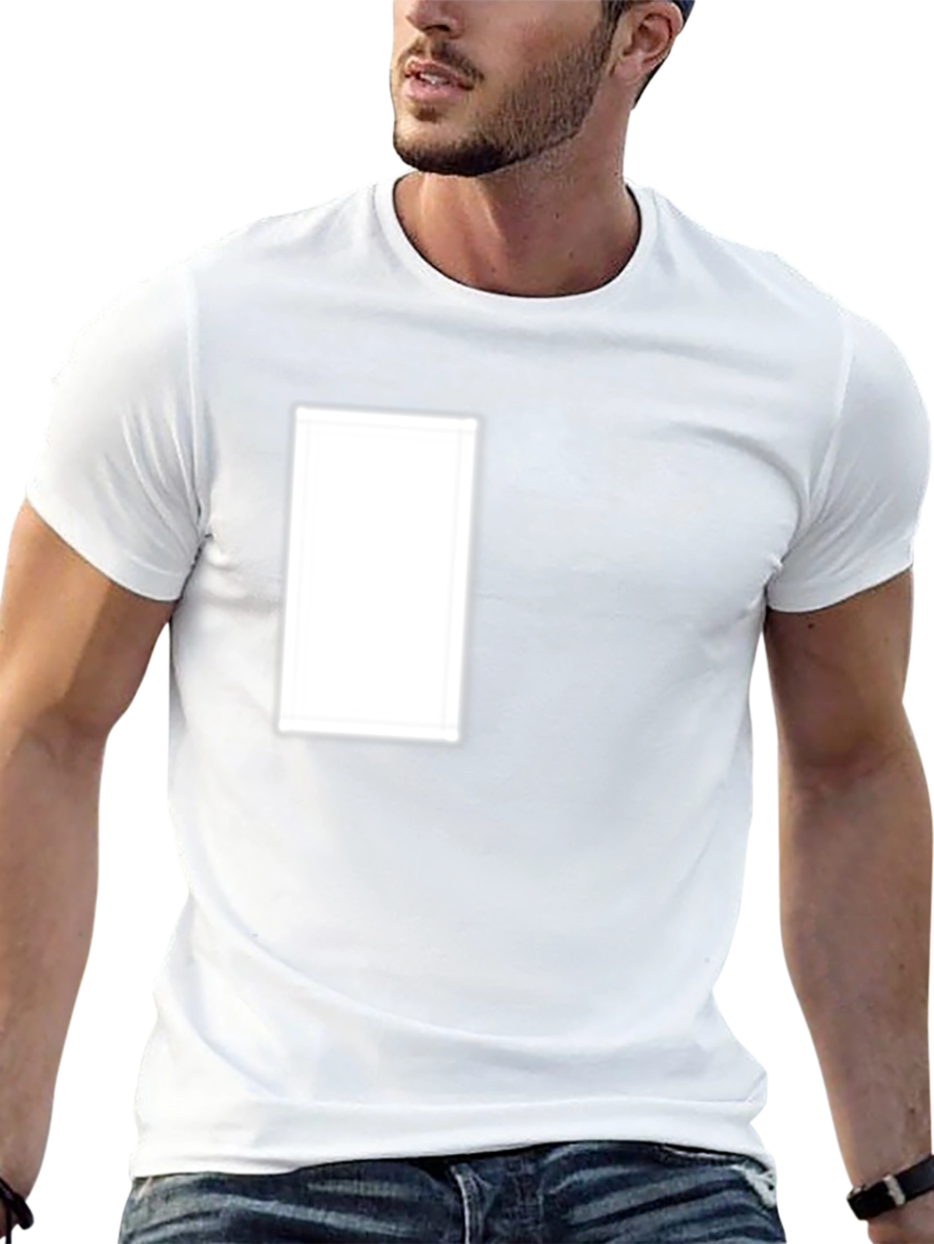Black Crew Neck Tee with Customizable Chest Design Area