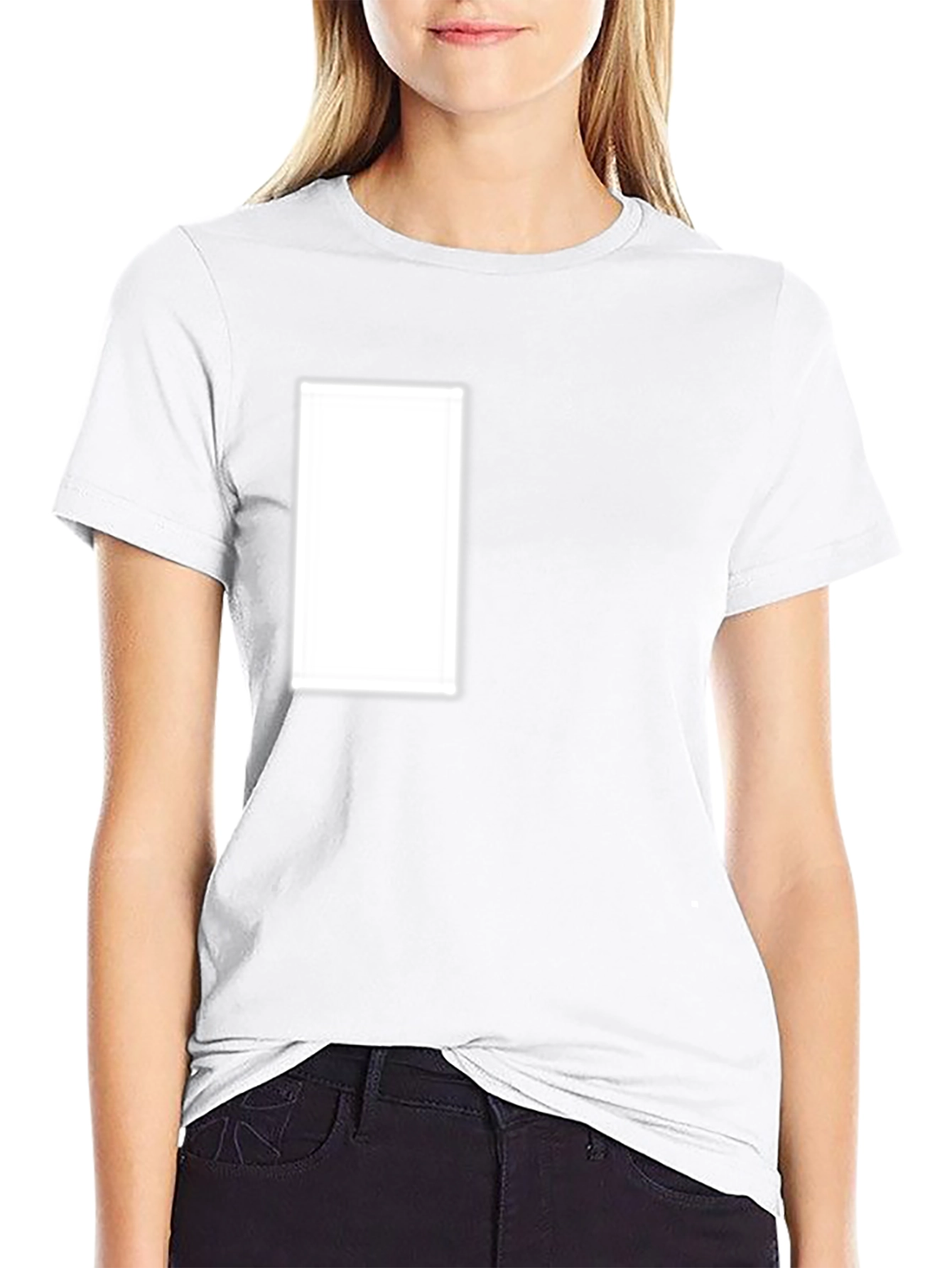 Black Crew Neck Tee with Customizable Chest Design Area