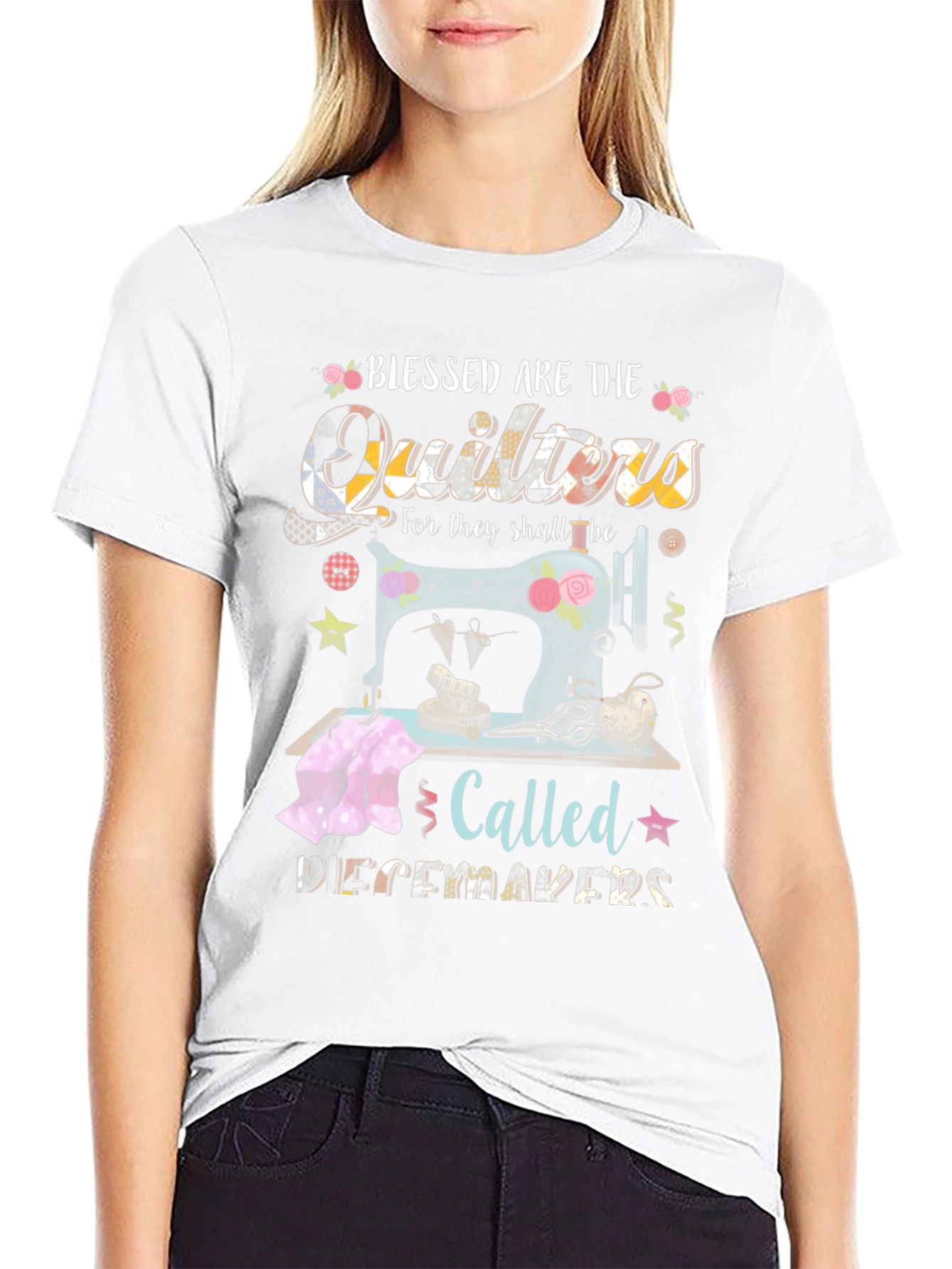 Blessed Quilters T-Shirt - Sewing Machine Design