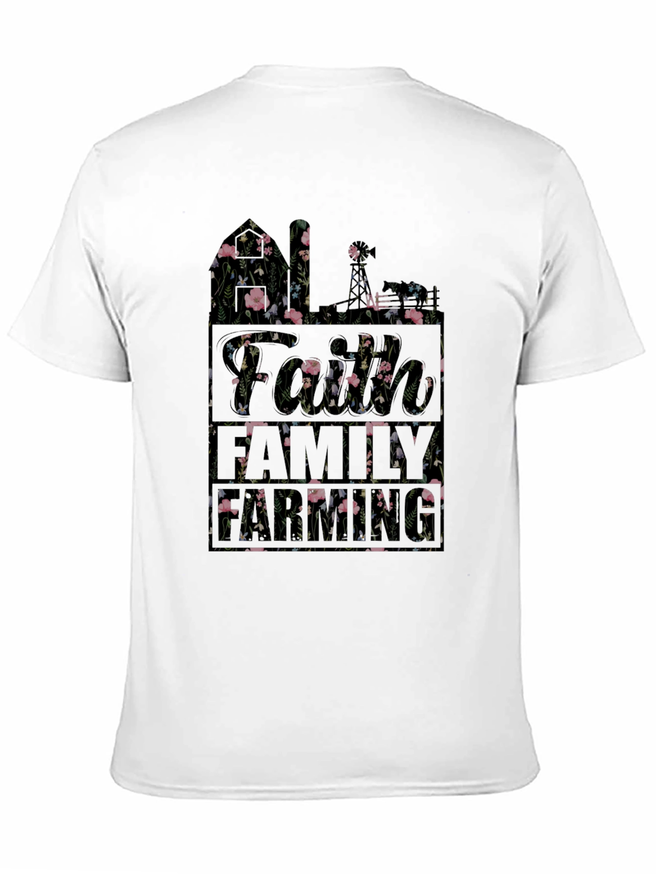 Floral Faith Family T-Shirt | Black Cotton Blend