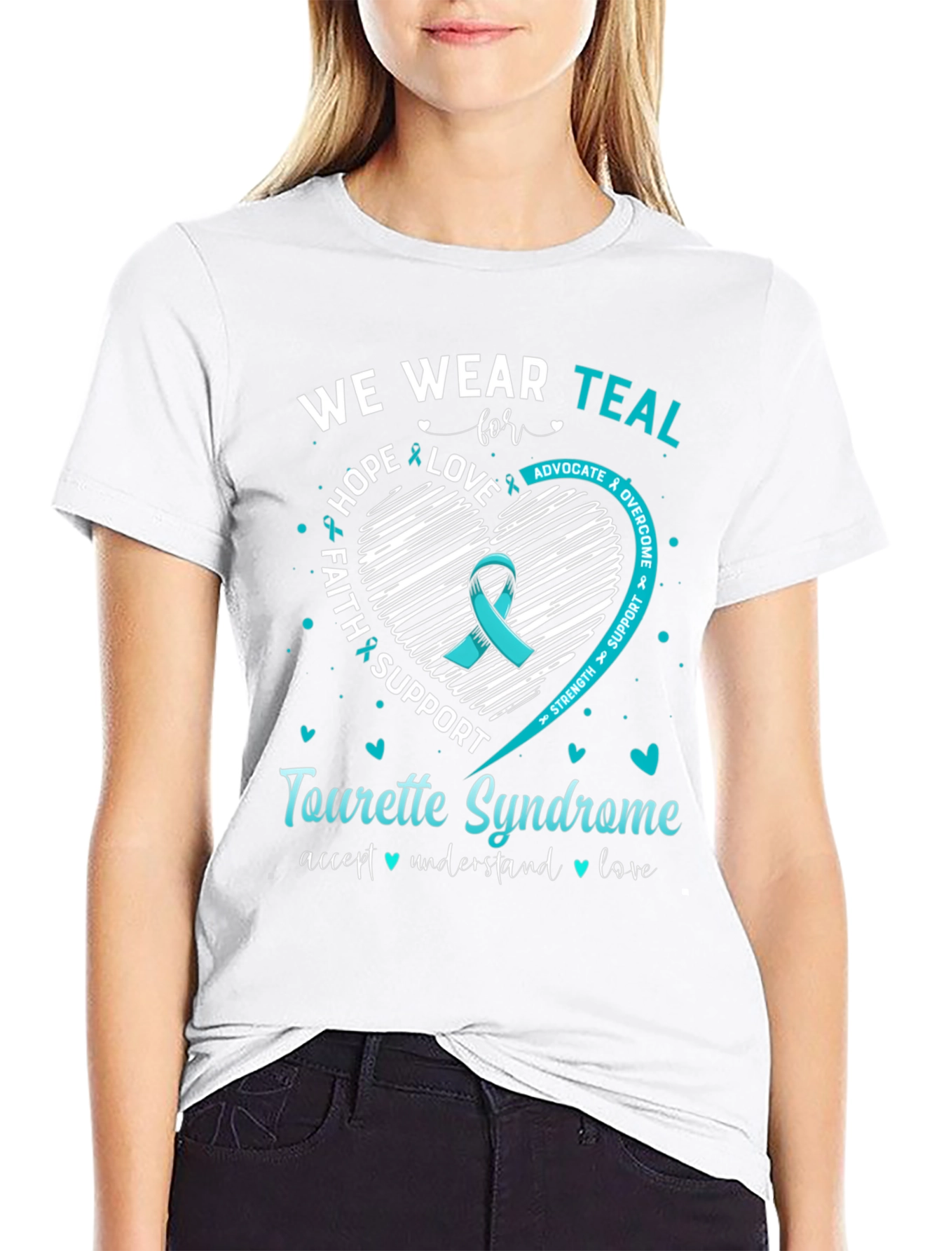 Tourette Syndrome Awareness T-Shirt - Teal Ribbon