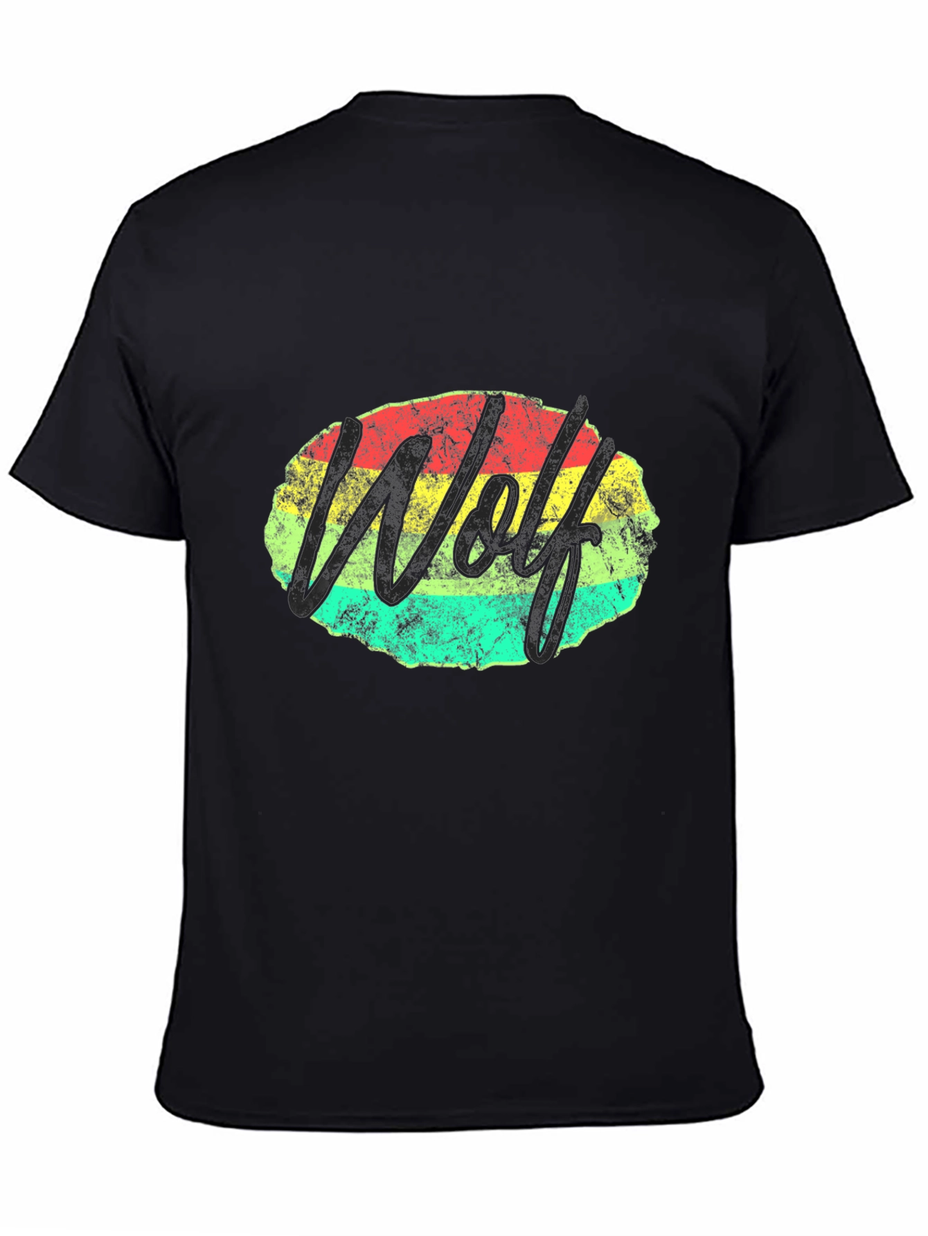 Wolf Graphic Tee - Retro Style Black T-Shirt