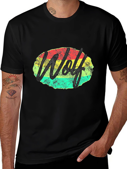 Wolf Graphic Tee - Retro Style Black T-Shirt
