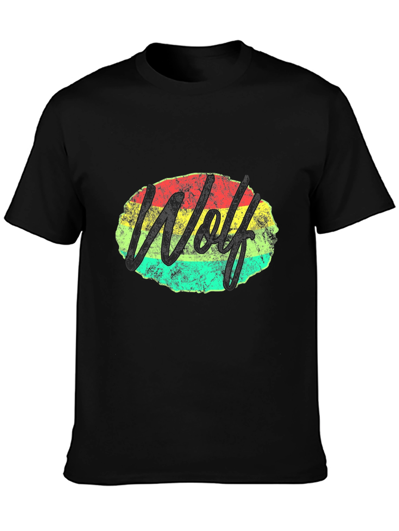 Wolf Graphic Tee - Retro Style Black T-Shirt
