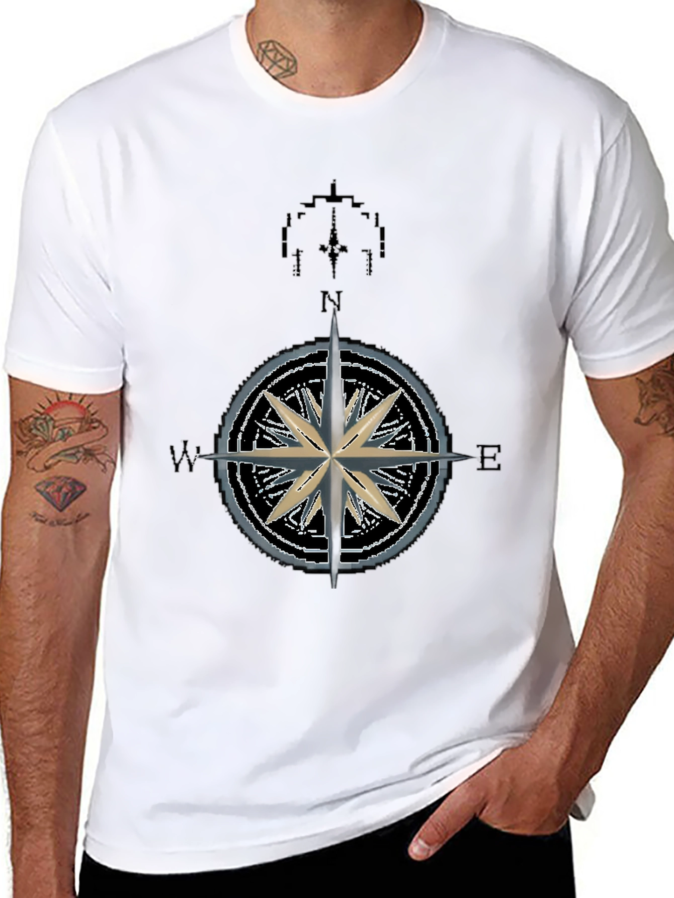 Nautical Compass Rose Graphic T-Shirt - Mens