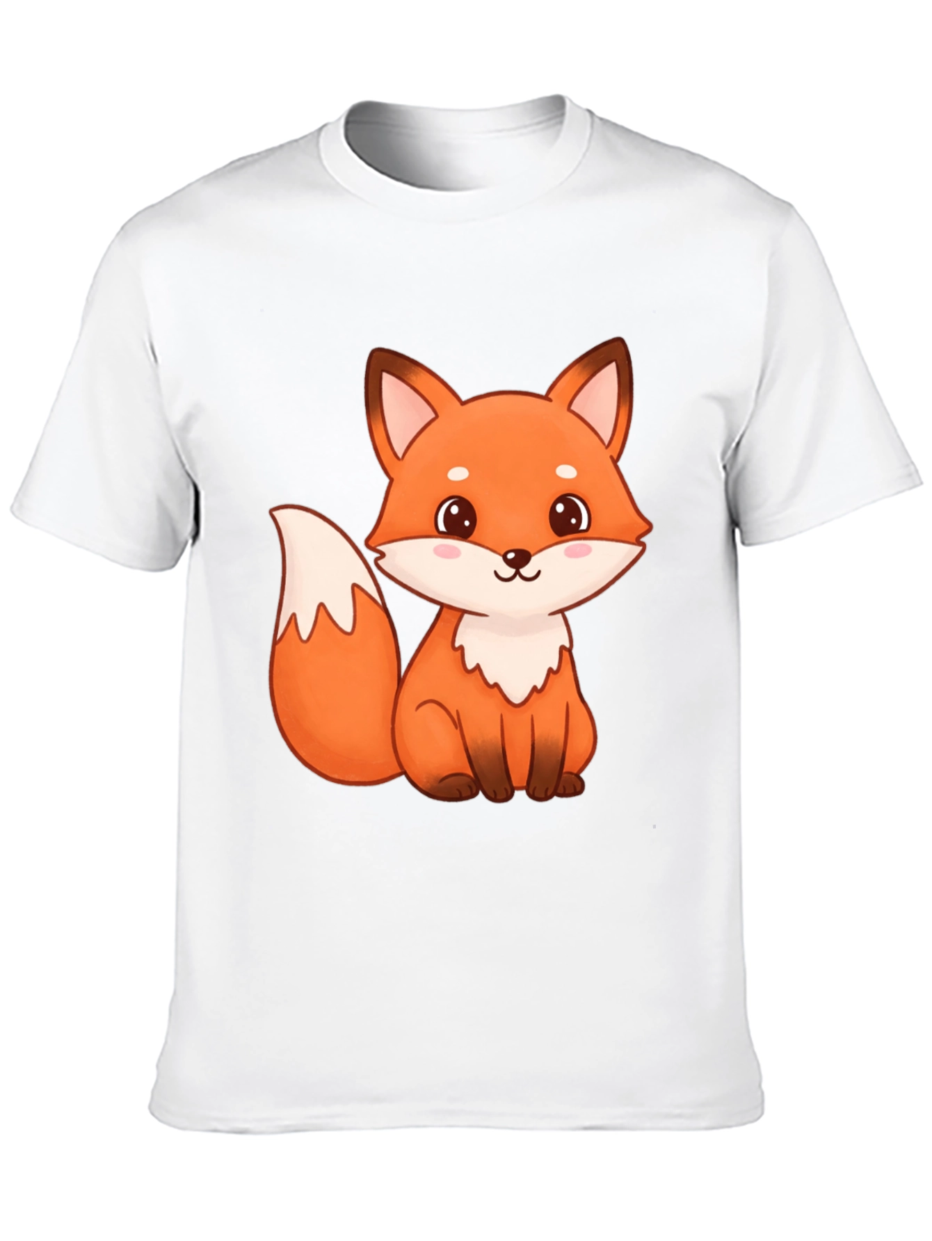 Cute Fox Graphic Print Black T-Shirt