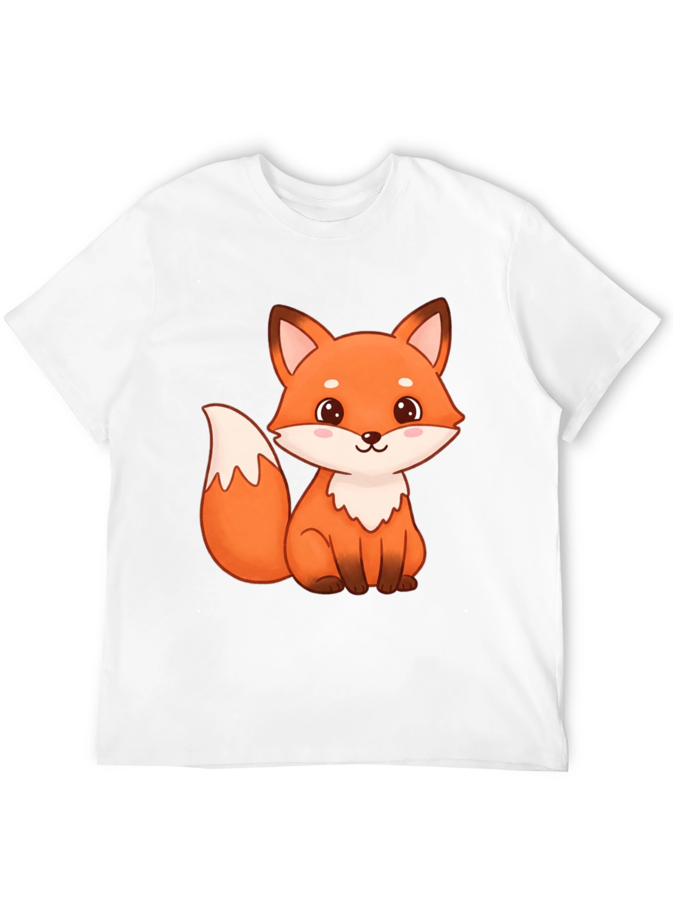 Cute Fox Graphic Print Black T-Shirt