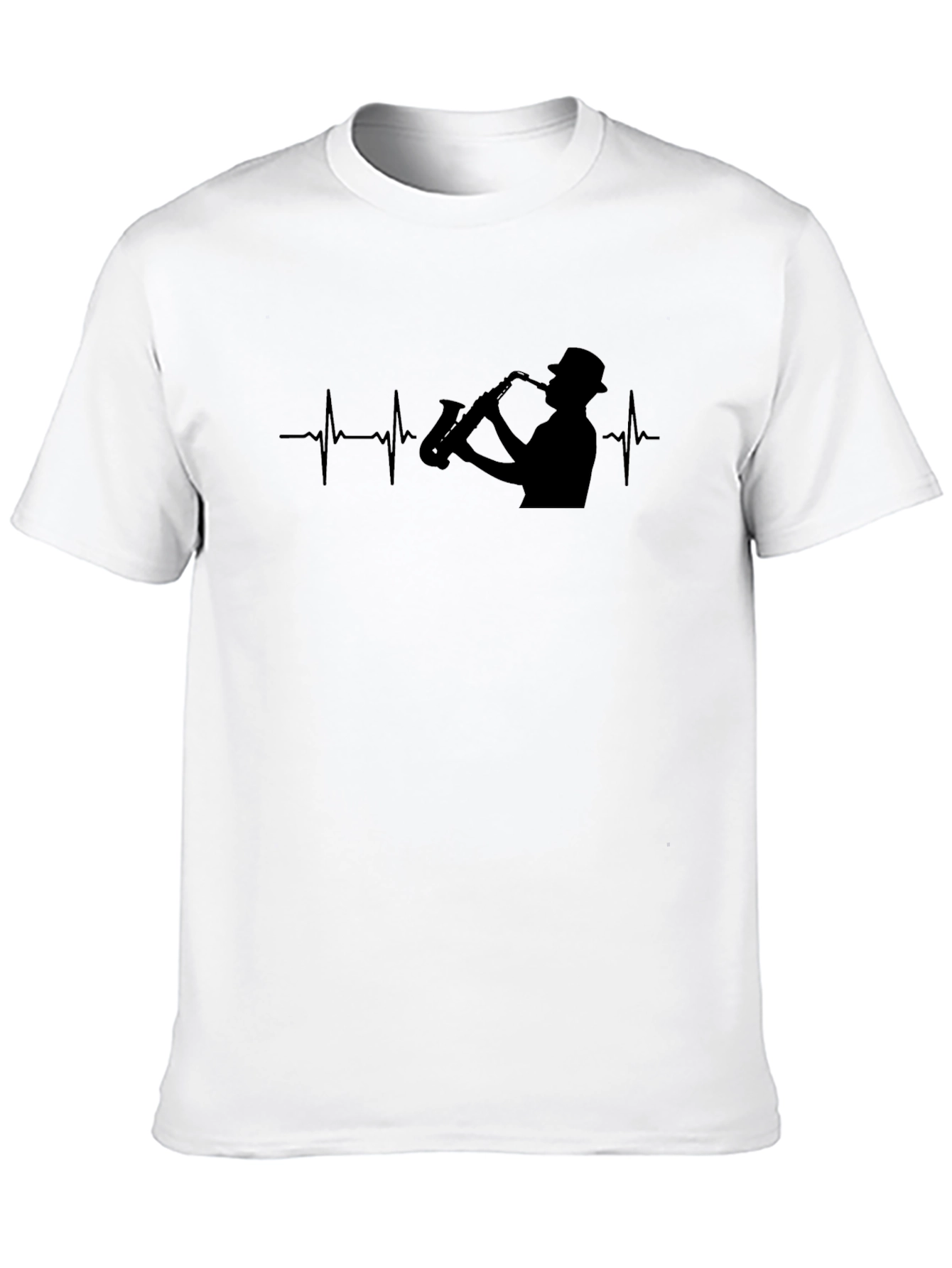 Saxophone Heartbeat Black T-Shirt - Musician Tee