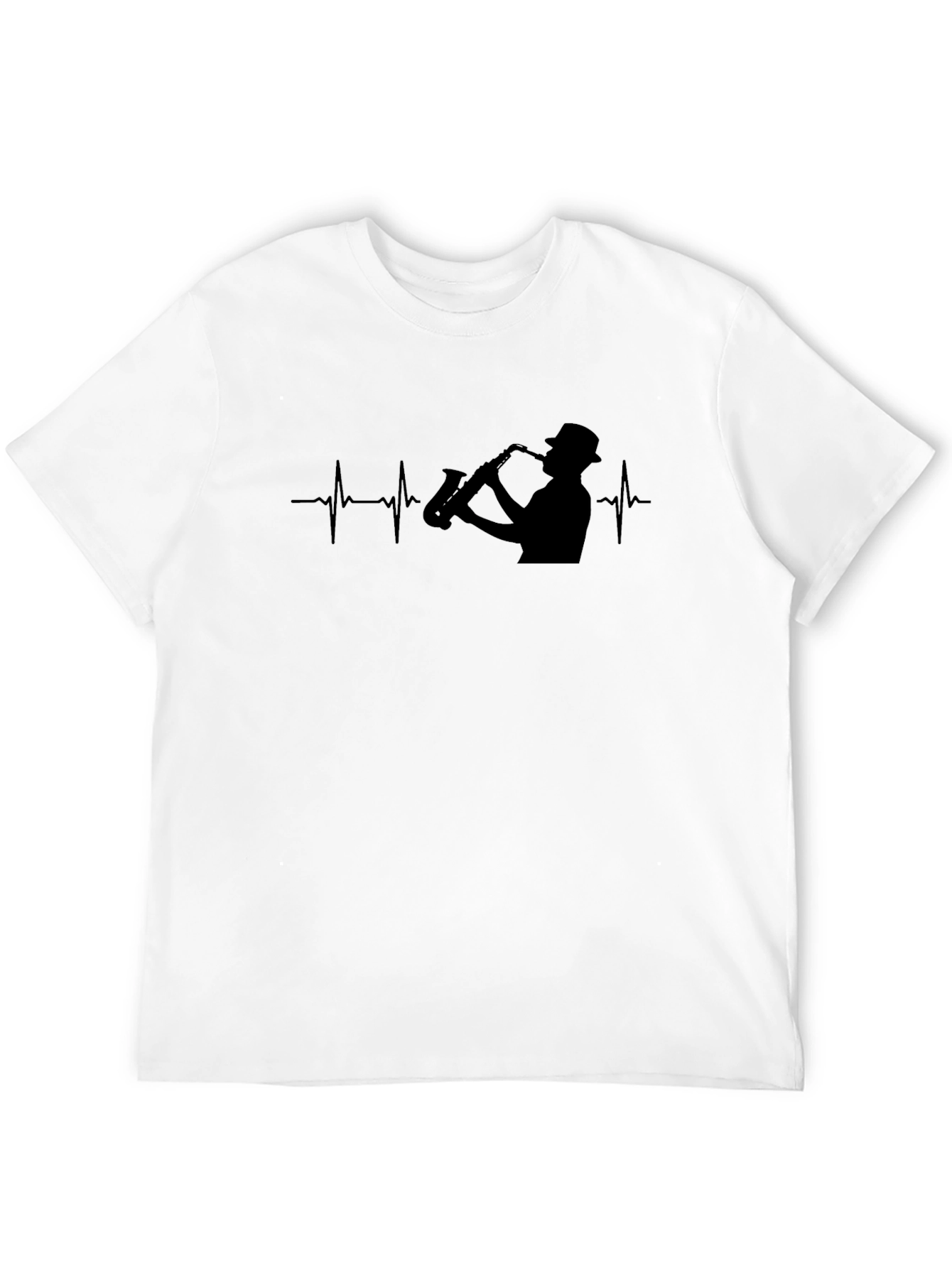 Saxophone Heartbeat Black T-Shirt - Musician Tee
