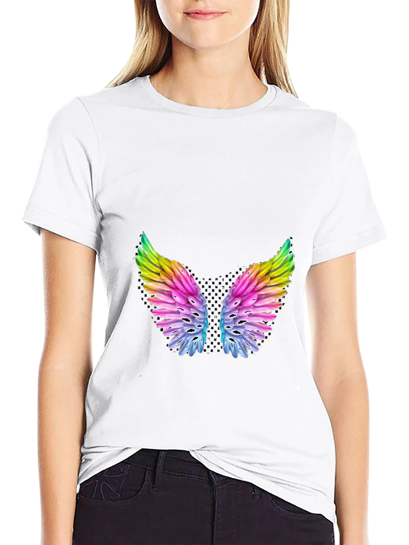 Rainbow Wings Graphic Black T-Shirt