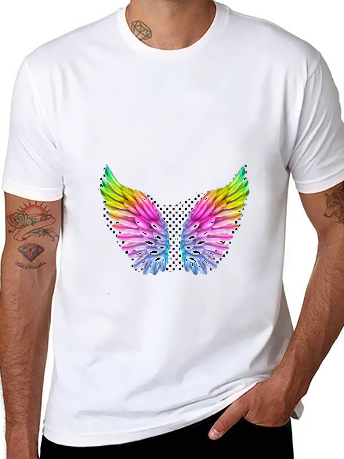 Rainbow Wings Graphic Black T-Shirt