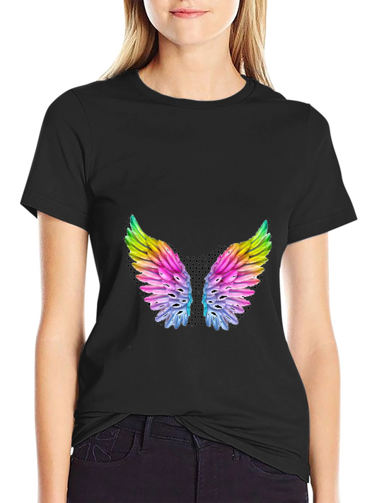 Rainbow Wings Graphic Black T-Shirt